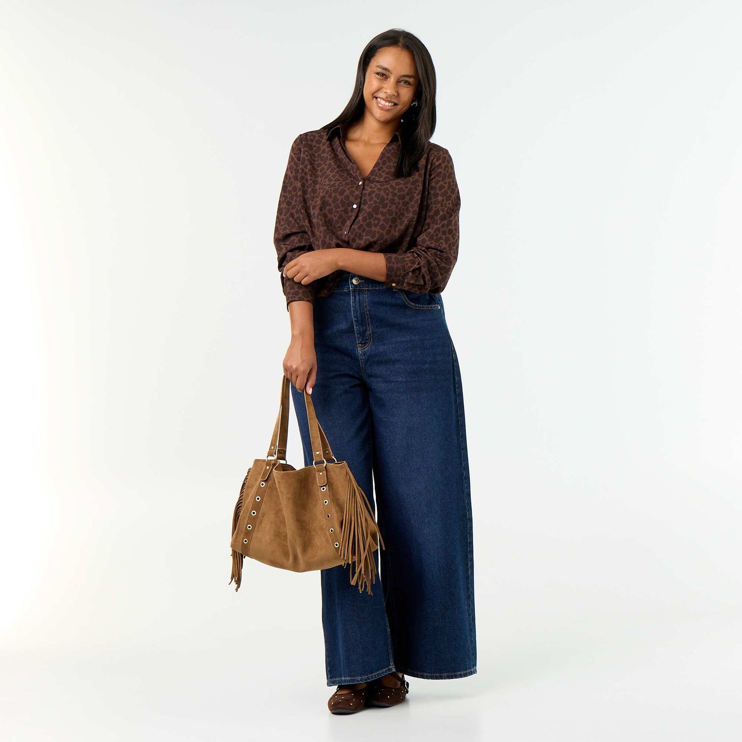 Flowy Solid Blouse BROWN