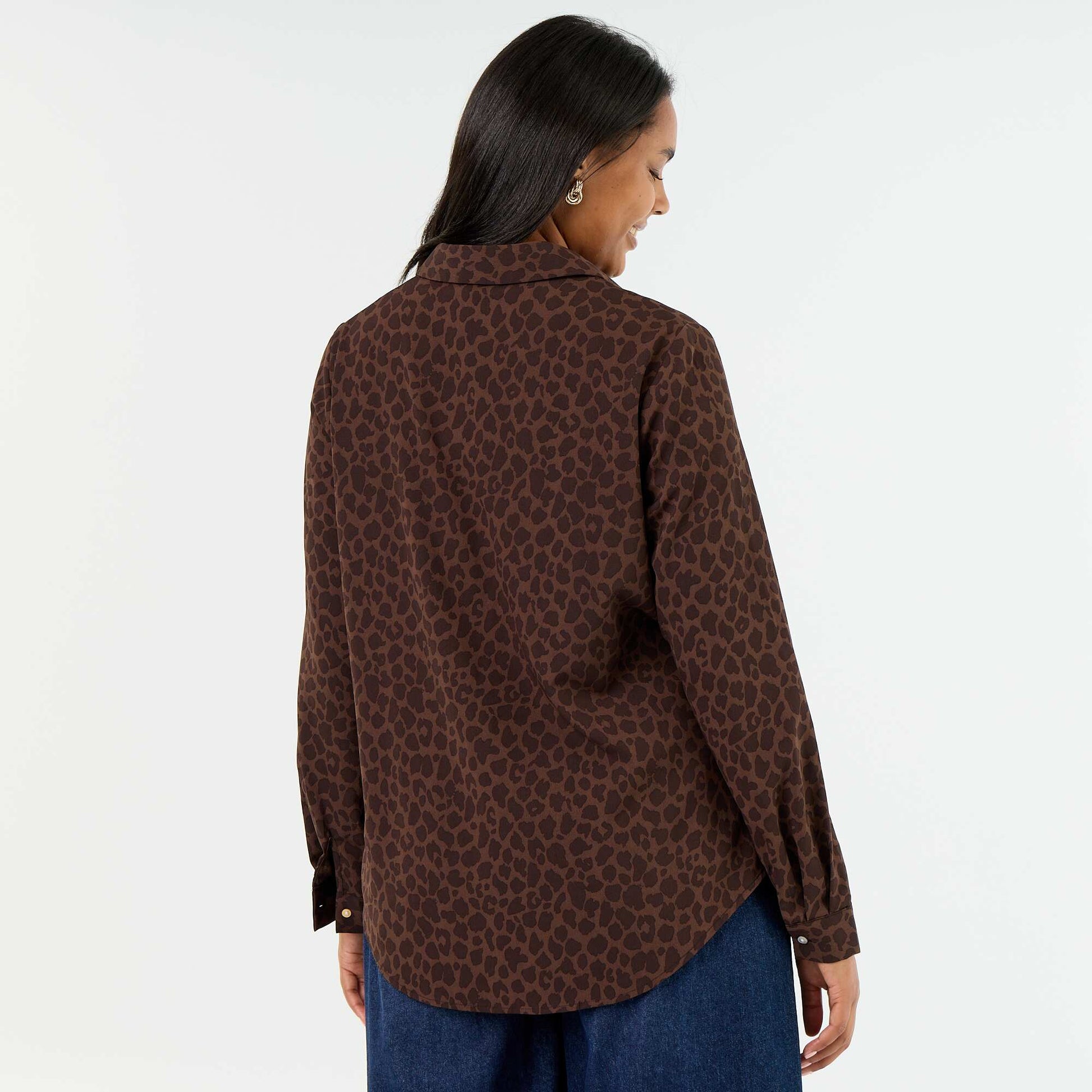 Flowy Solid Blouse BROWN