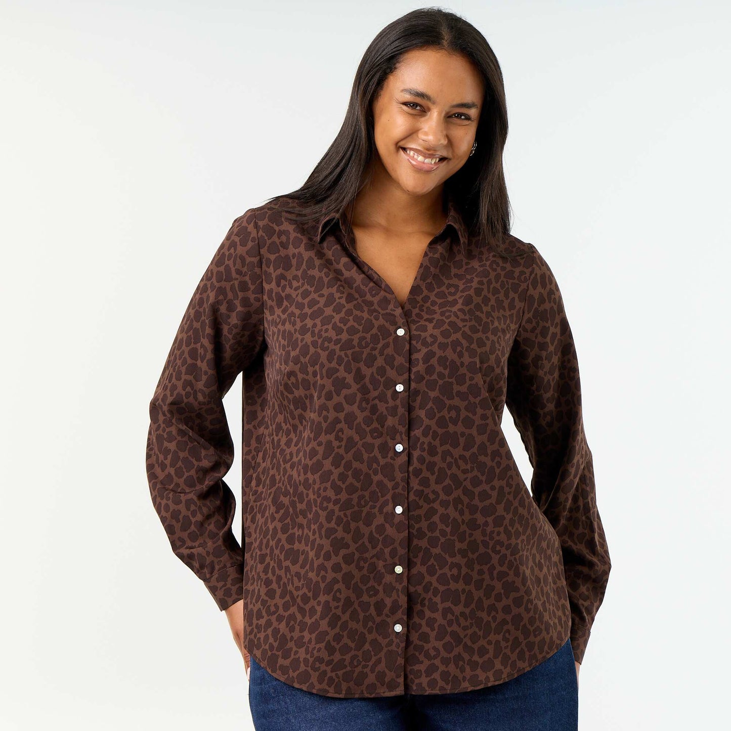 Flowy Solid Blouse BROWN