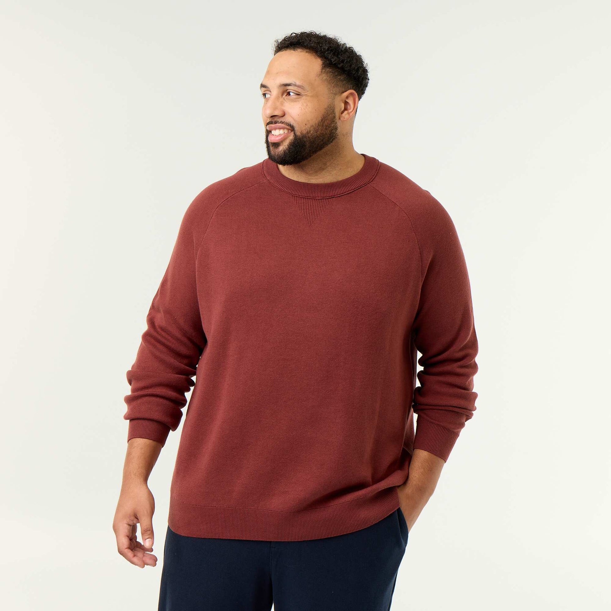 Chunky Knit Round Neck Sweater BROWN