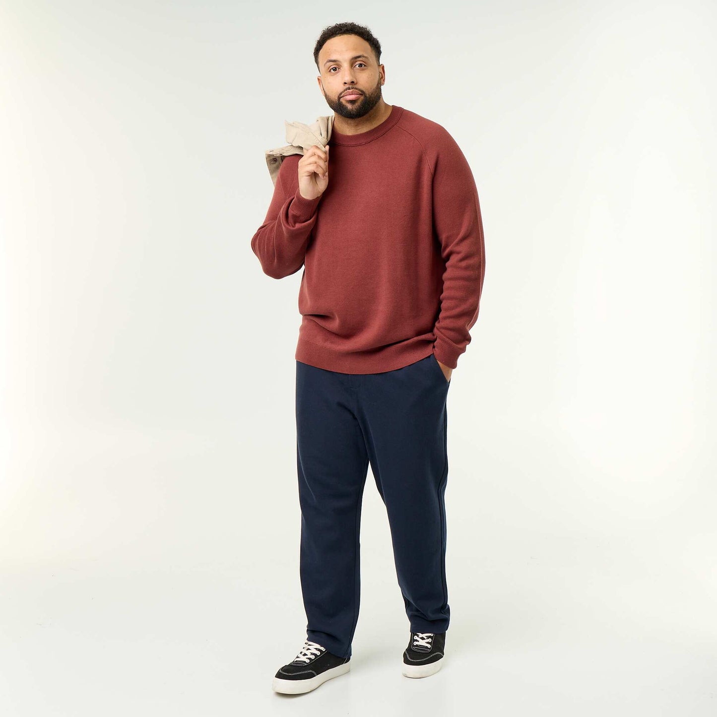 Chunky Knit Round Neck Sweater BROWN