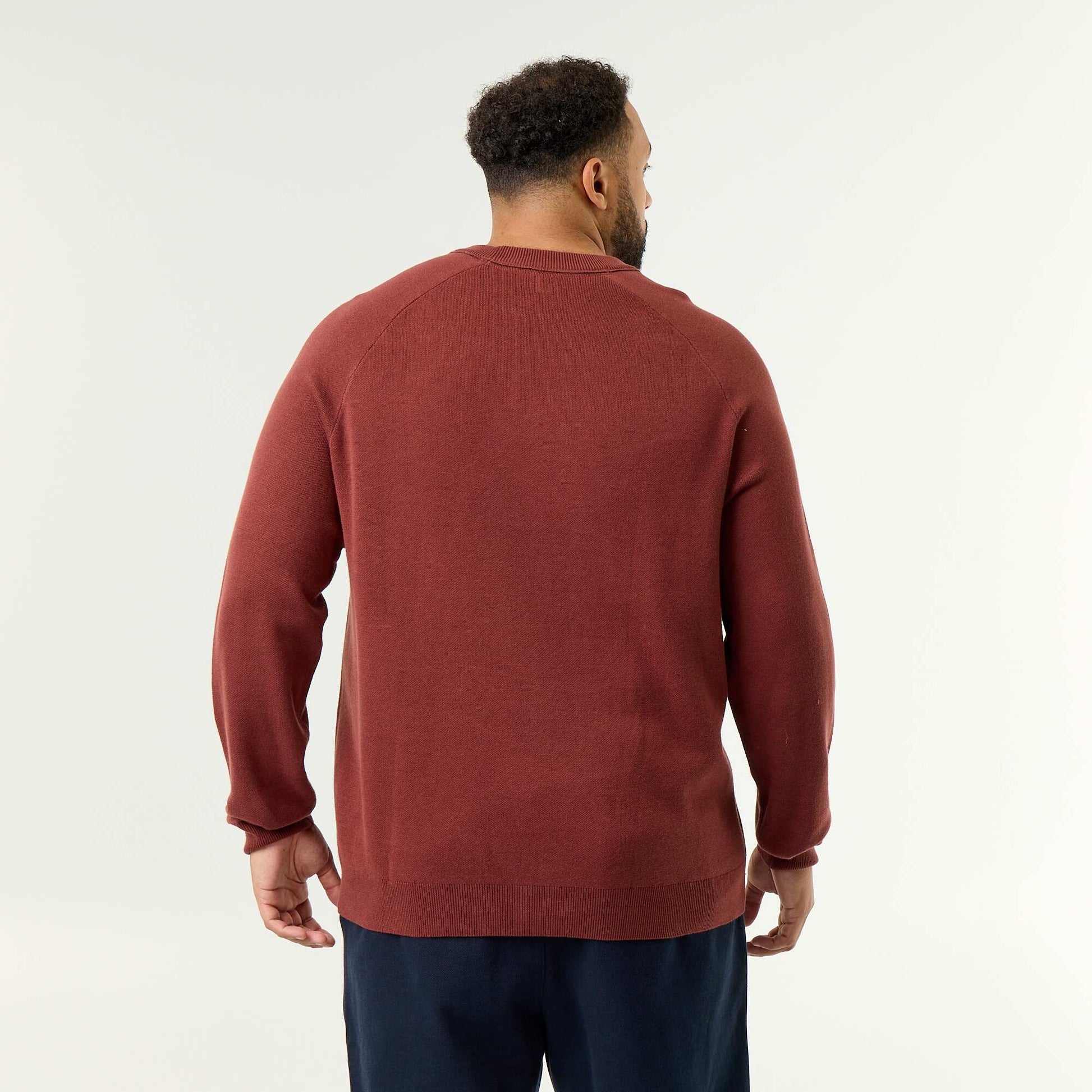 Chunky Knit Round Neck Sweater BROWN
