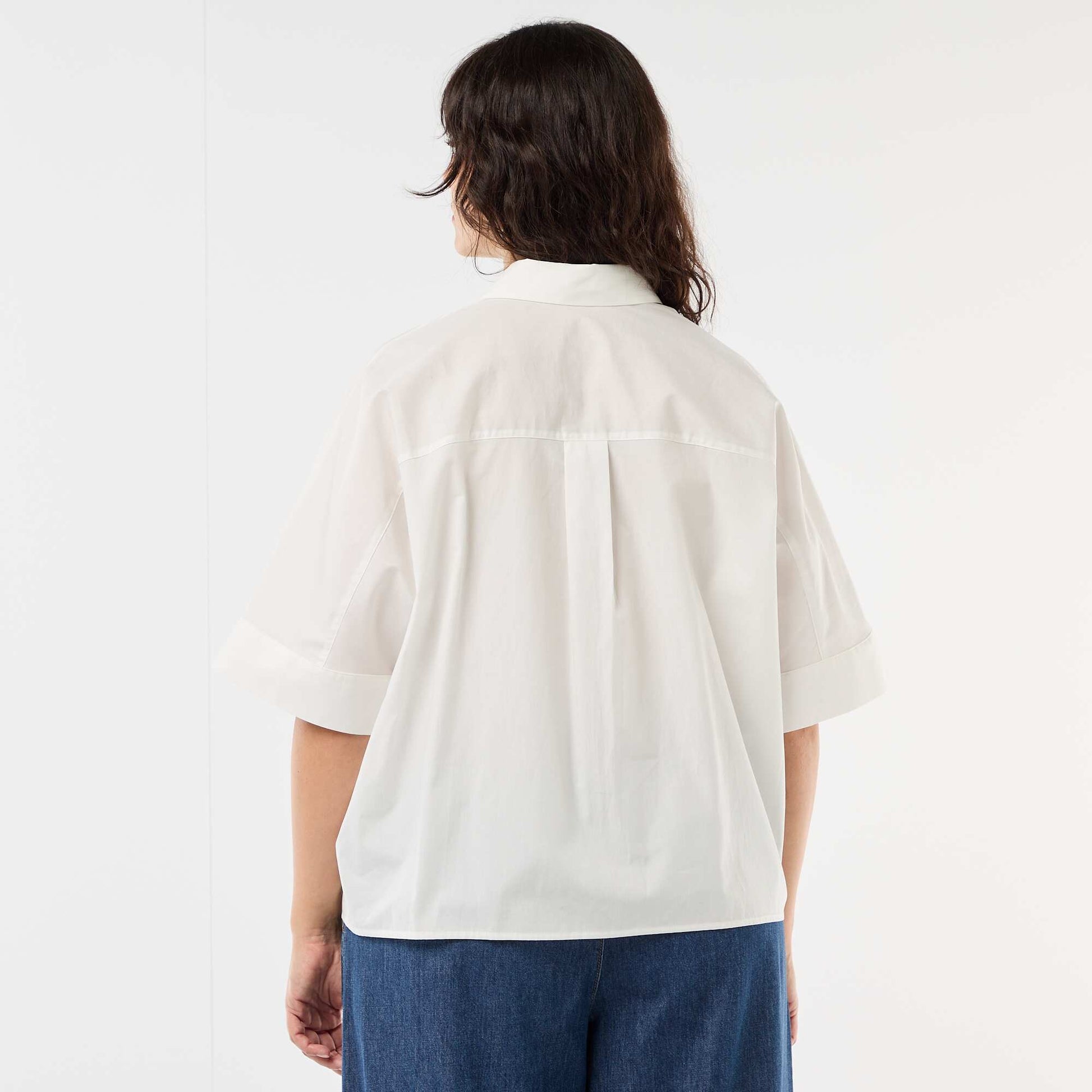 Satin shirt with starfish buttons WHITE