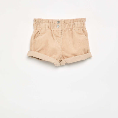Paperbag corduroy shorts BEIGE