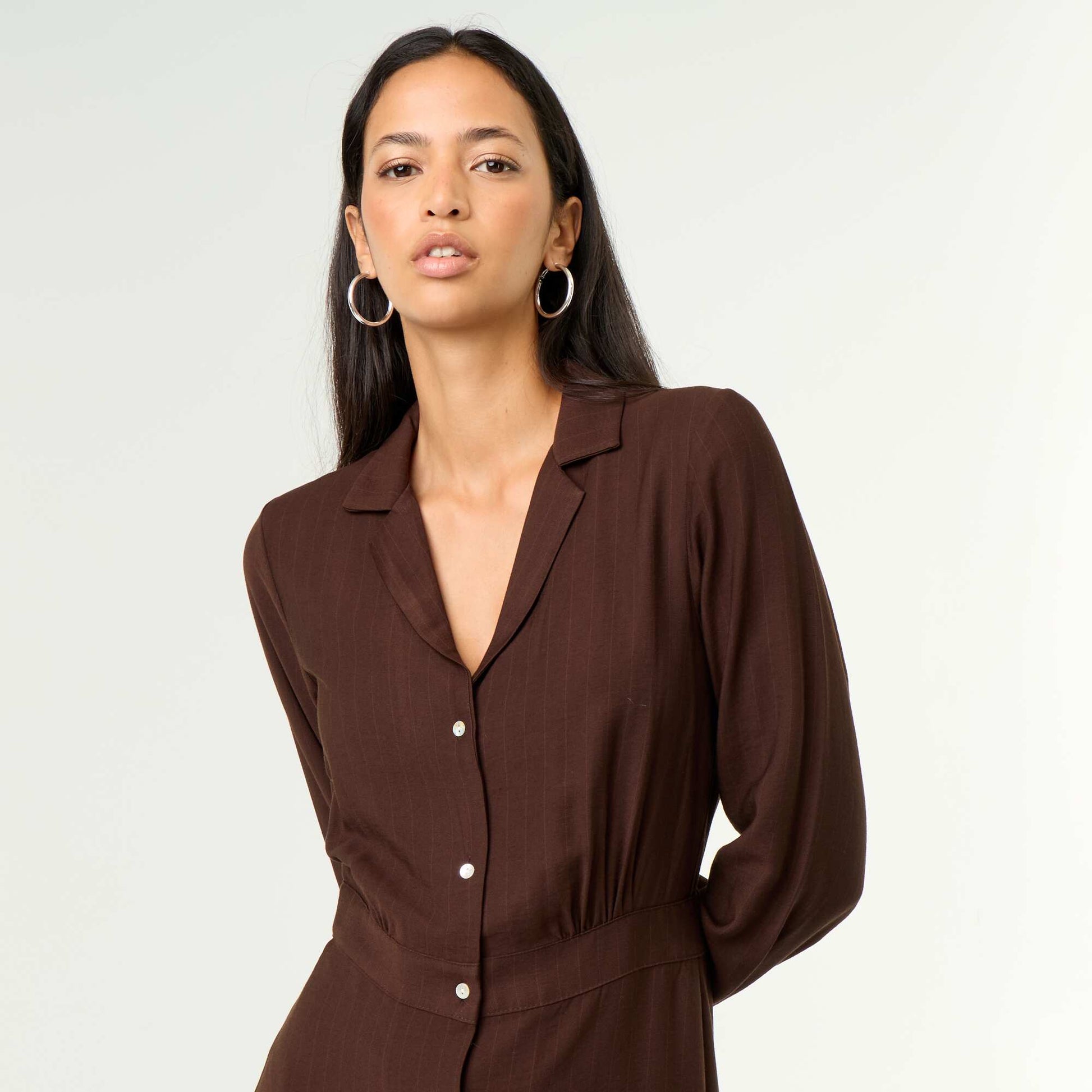 Long Shirt Dress BROWN