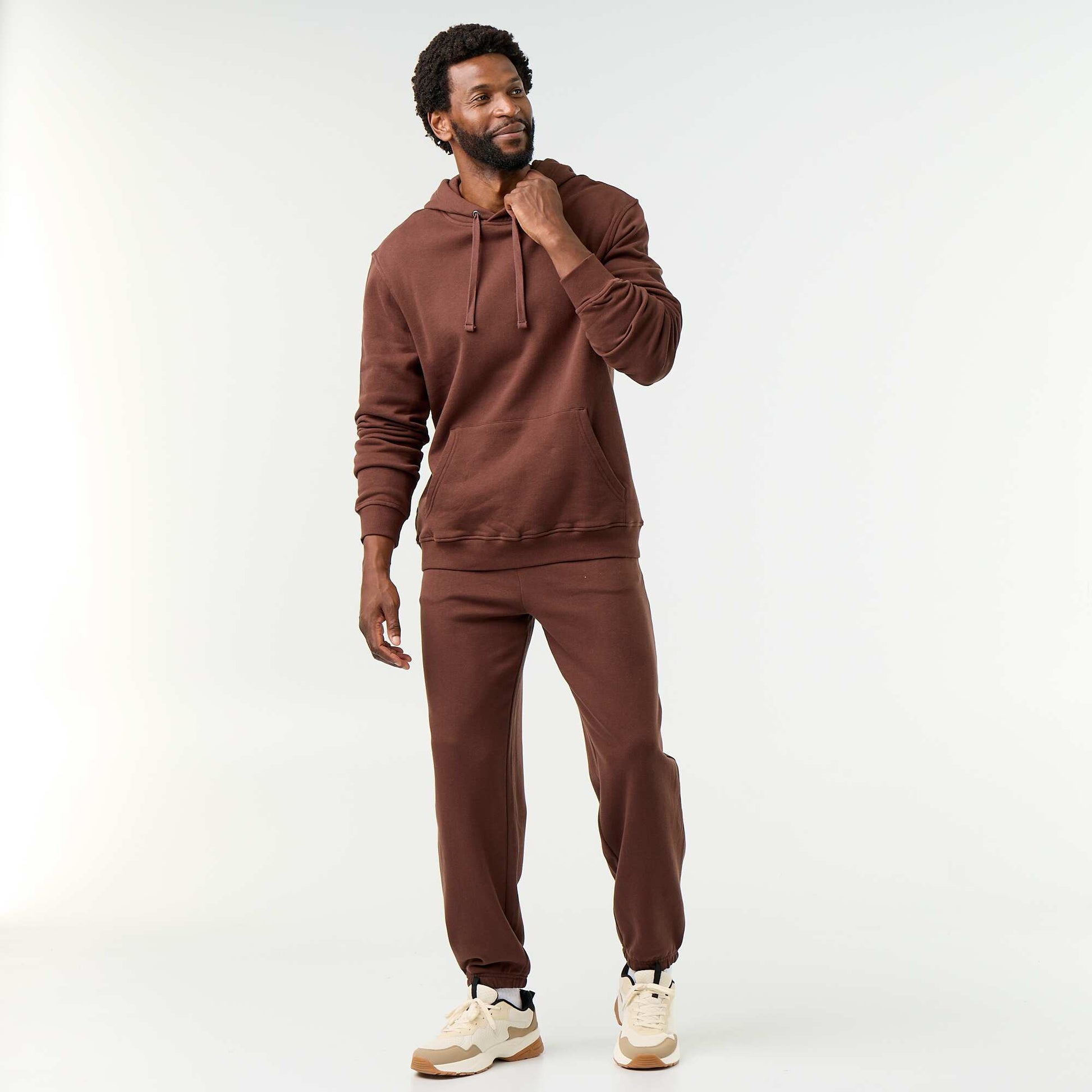 Solid Fleece Jogger Pants BROWN