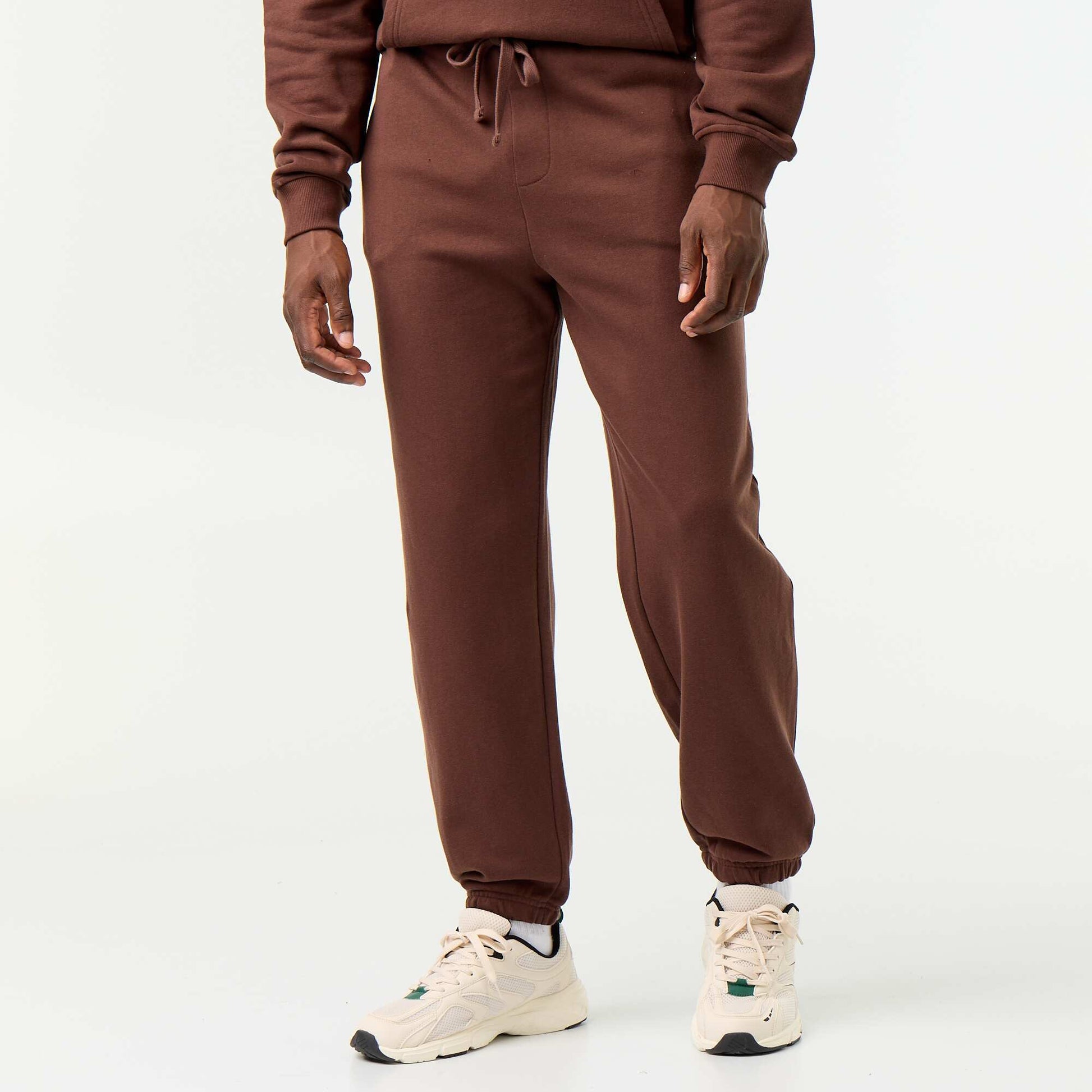 Solid Fleece Jogger Pants BROWN
