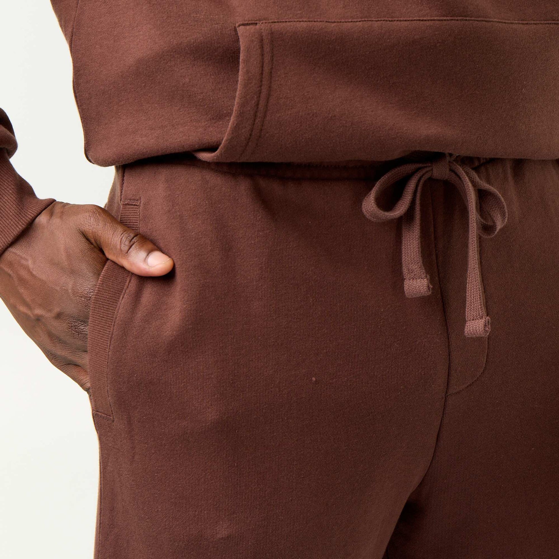 Solid Fleece Jogger Pants BROWN