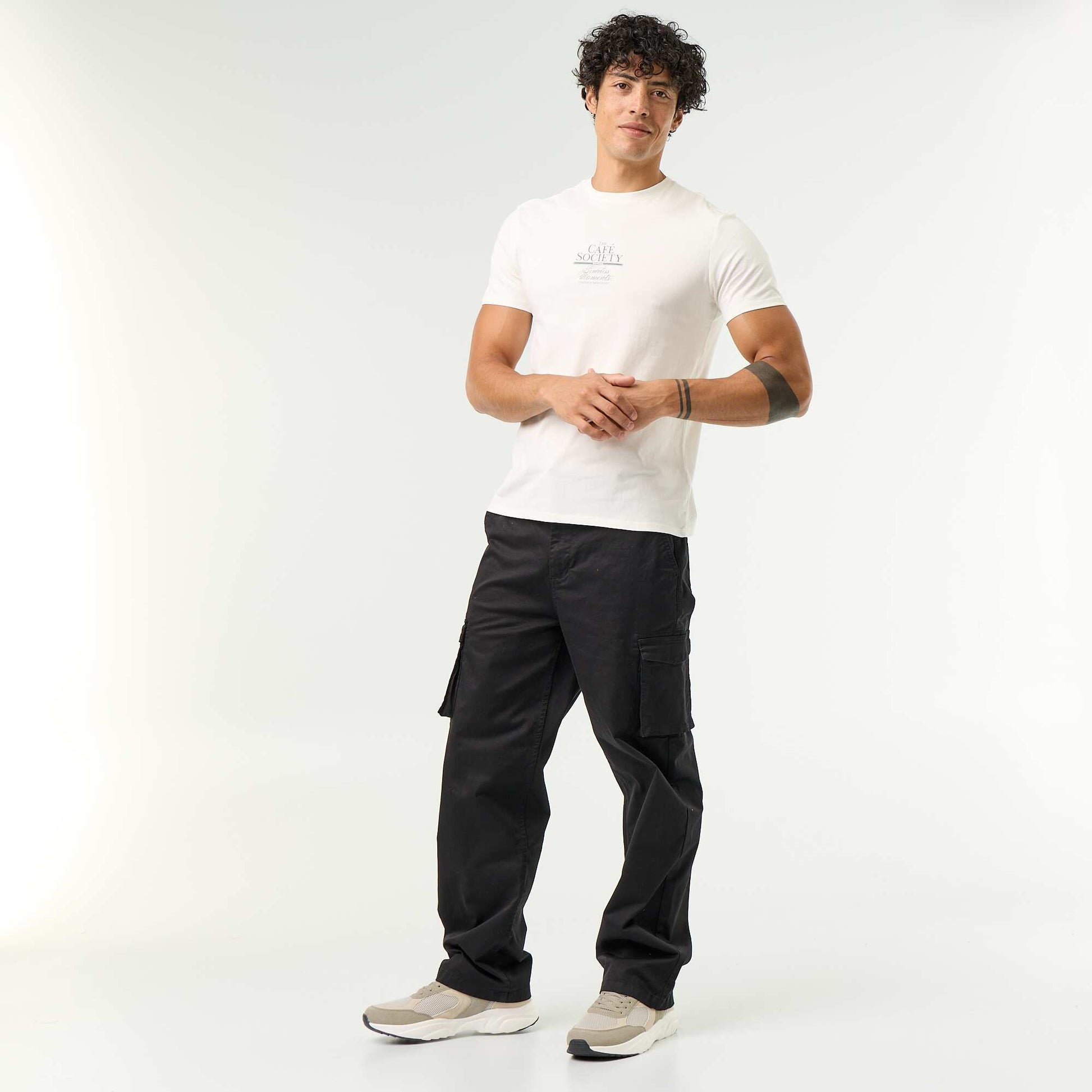 Regular Fit Multi-Pocket Trousers BLACK