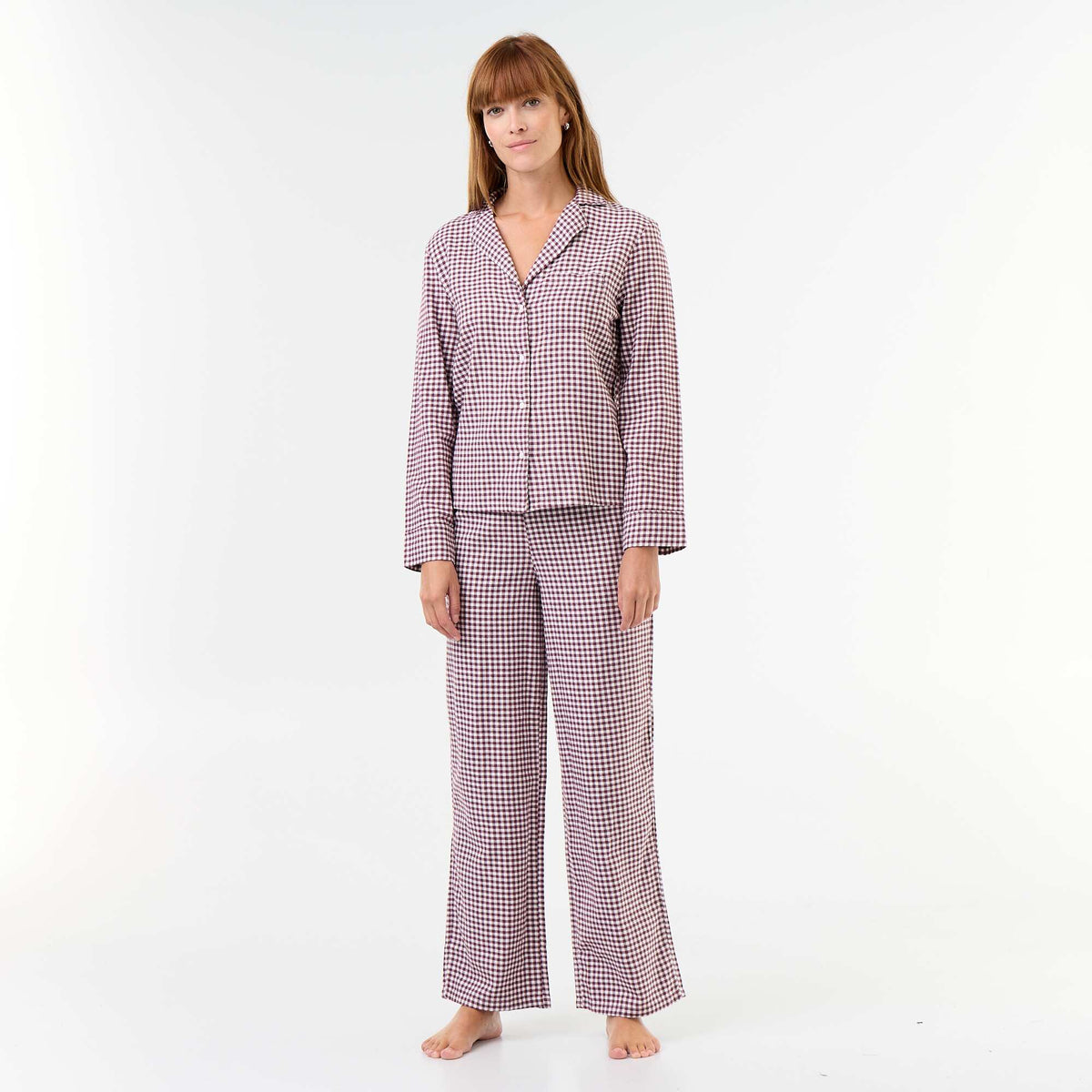 Patterned 2-Piece Pajama Set: Shirt + Pants RED