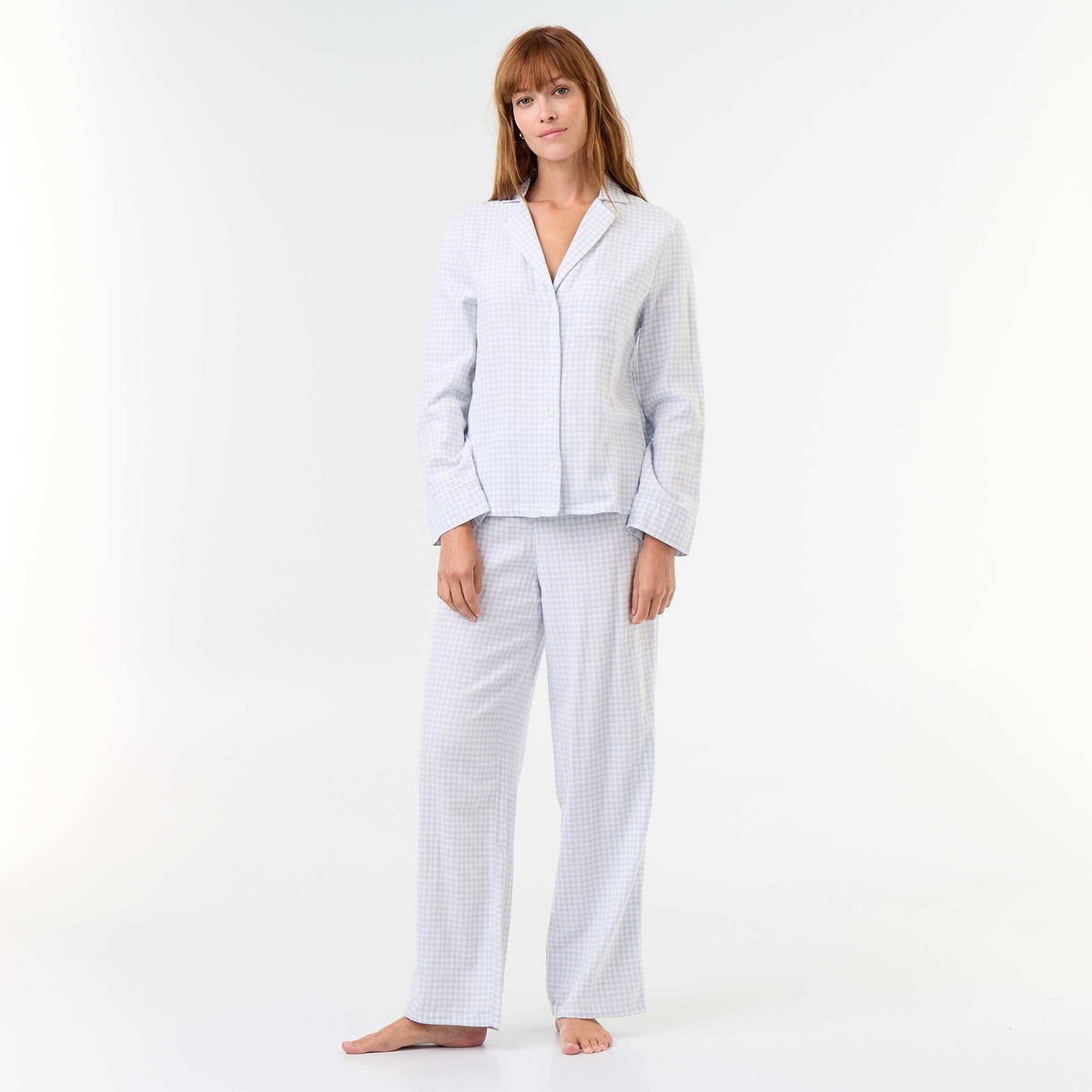 Patterned 2-Piece Pajama Set: Shirt + Pants BLUE