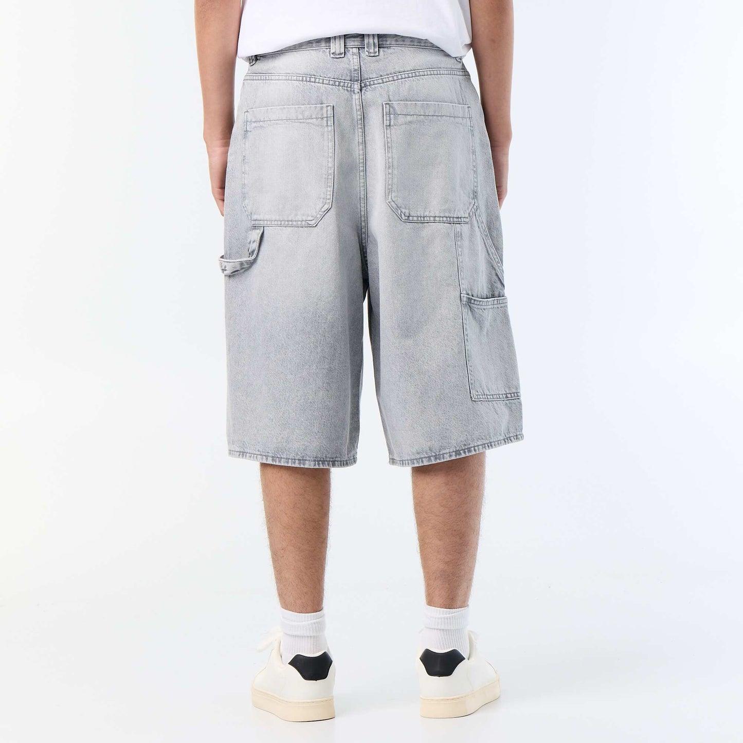 Carpenter style denim shorts GREY