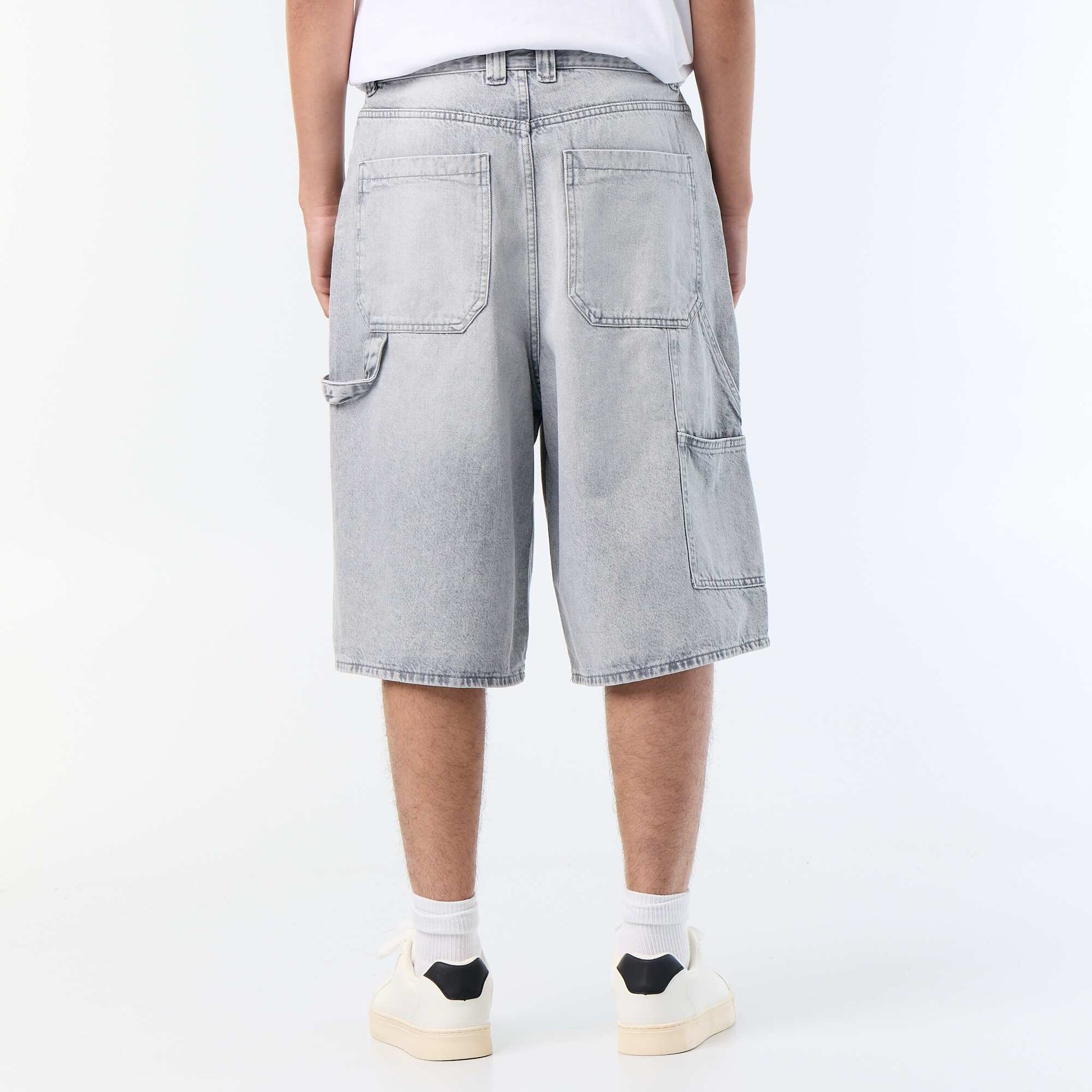 Carpenter style denim shorts GREY