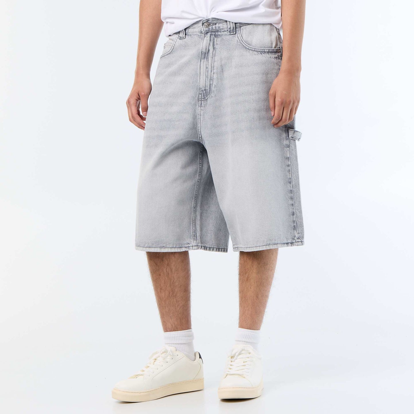 Carpenter style denim shorts GREY