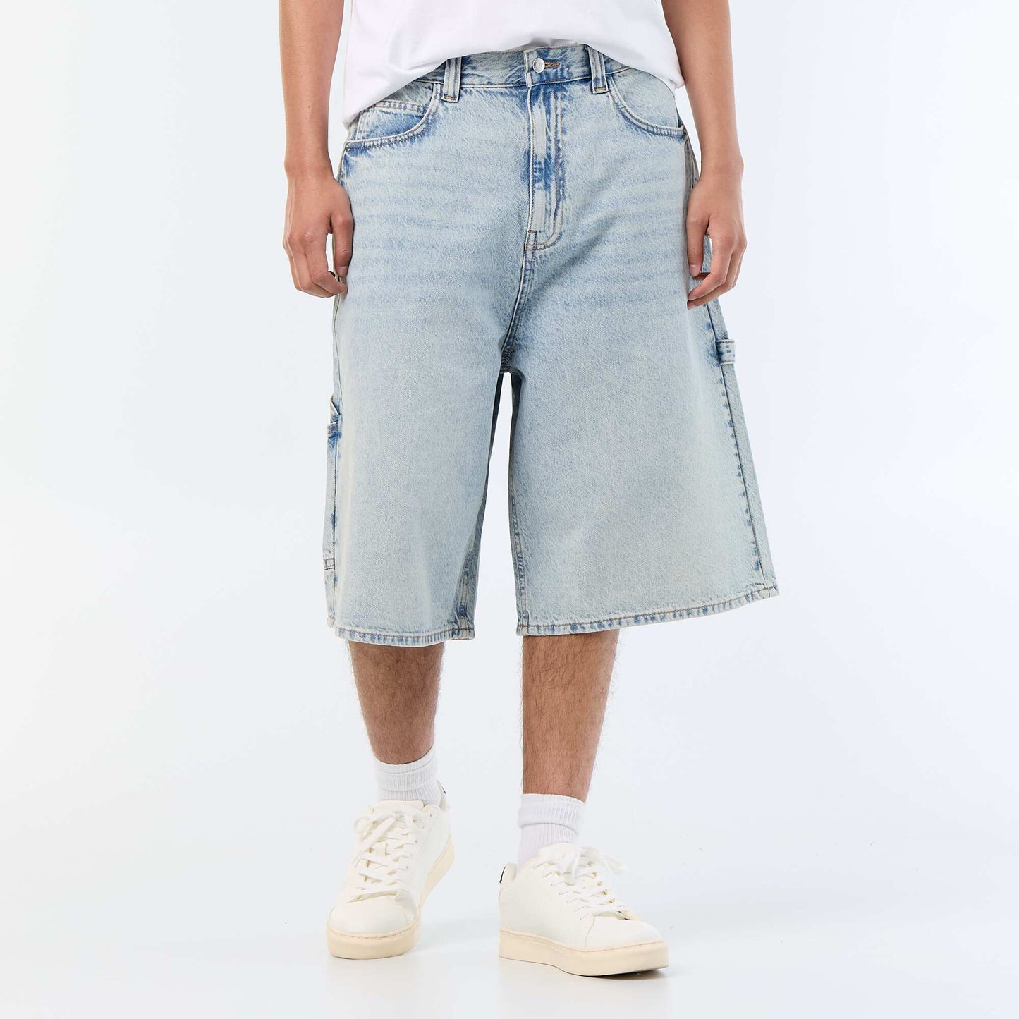 Carpenter style denim shorts BLUE