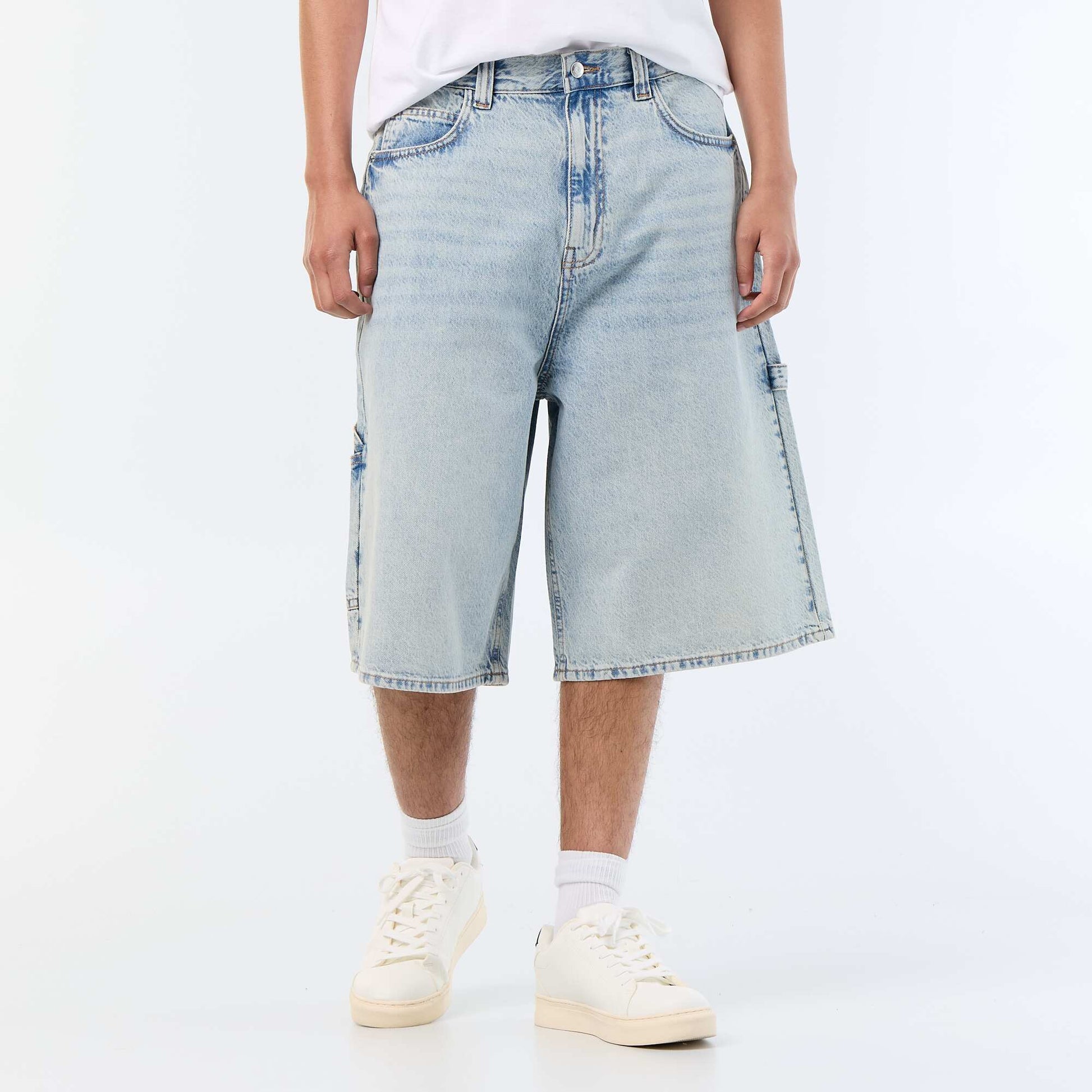 Carpenter style denim shorts BLUE
