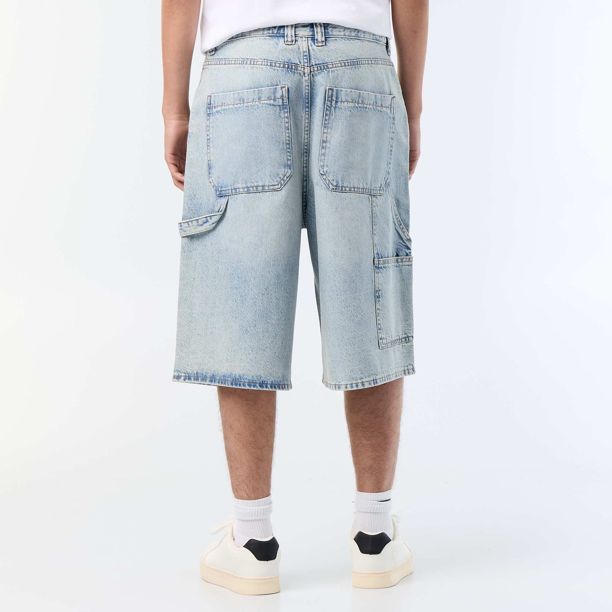 Carpenter style denim shorts BLUE