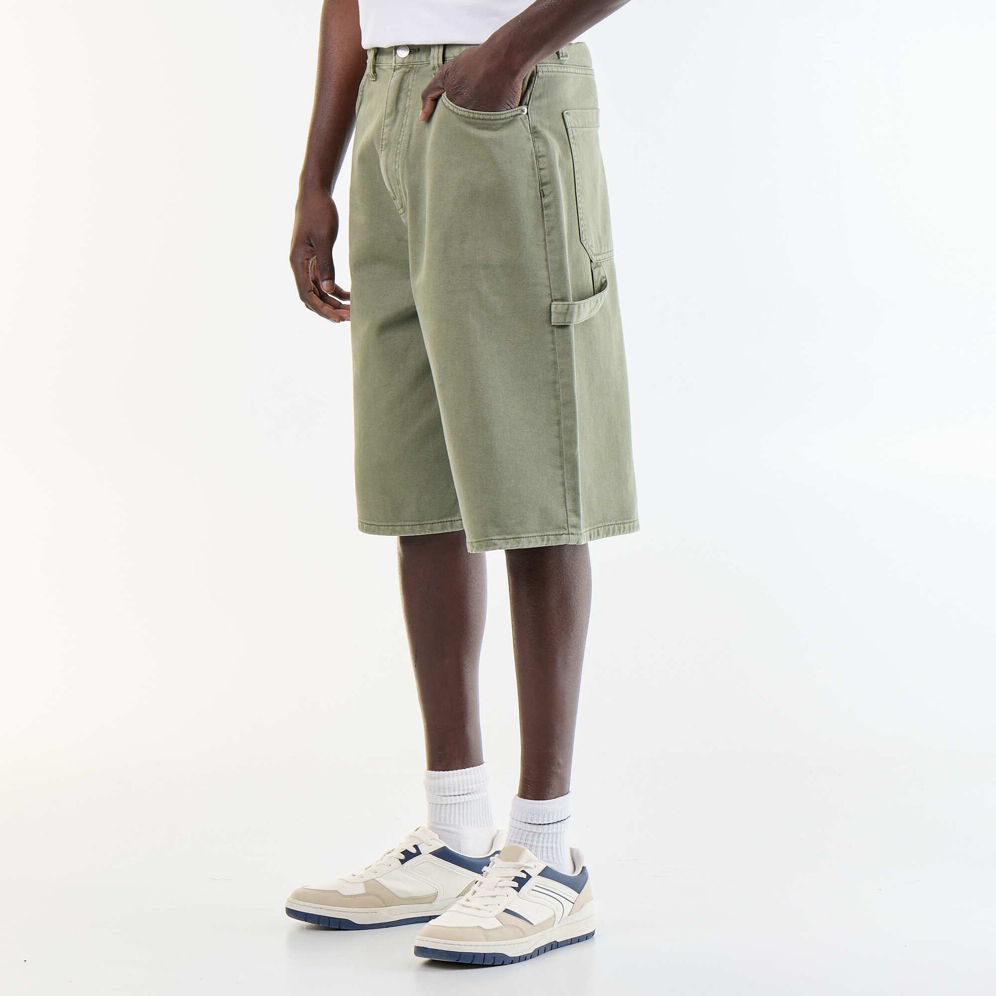 Carpenter style denim shorts KHAKI
