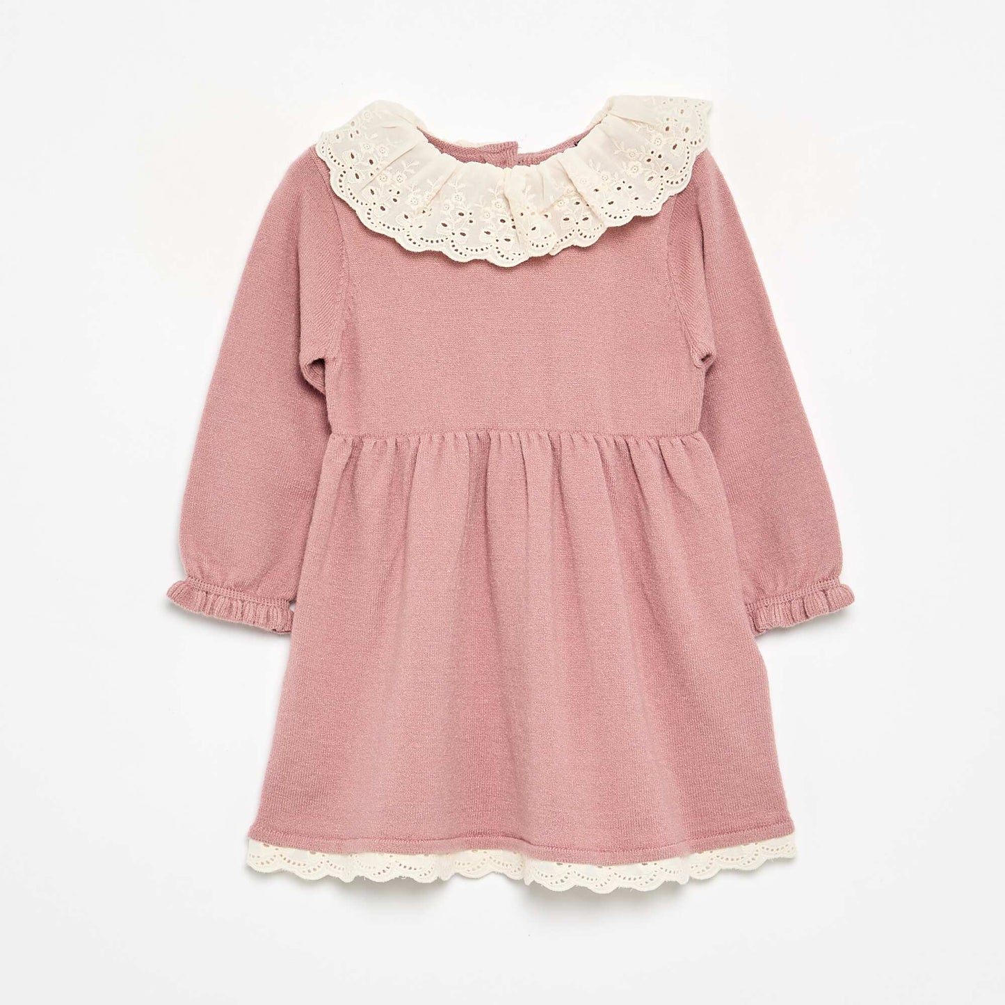 Peter Pan collar dress + tights PINK