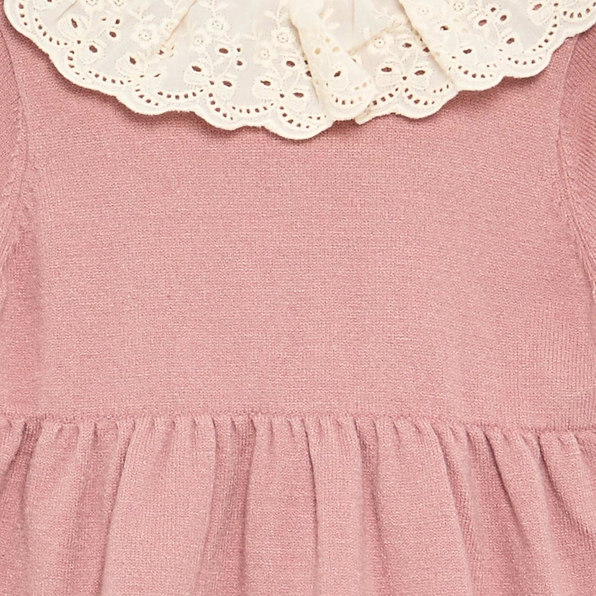 Peter Pan collar dress + tights PINK