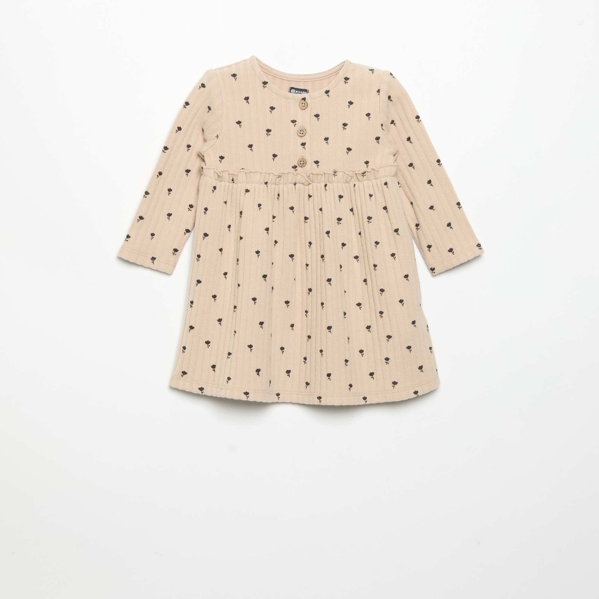 Printed soft knit dress BEIGE