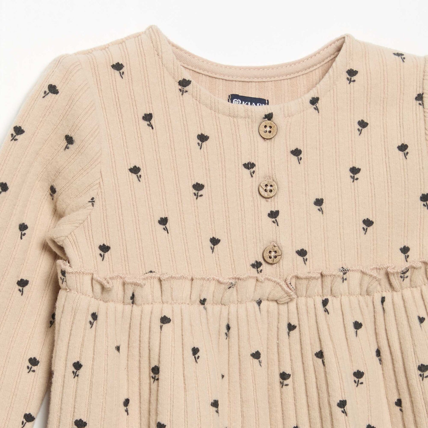 Printed soft knit dress BEIGE
