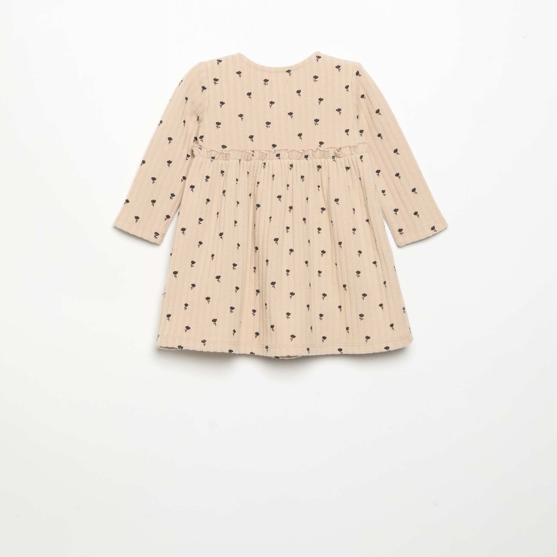 Printed soft knit dress BEIGE