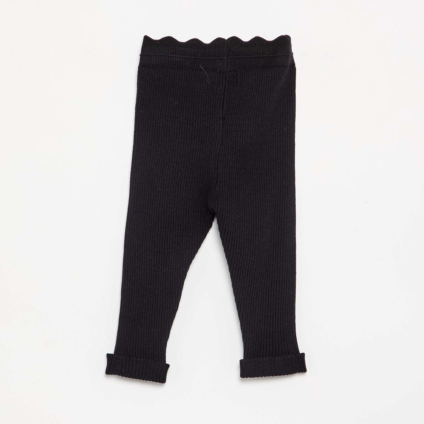 Knit Leggings with Decorative Waist Tie BLACK