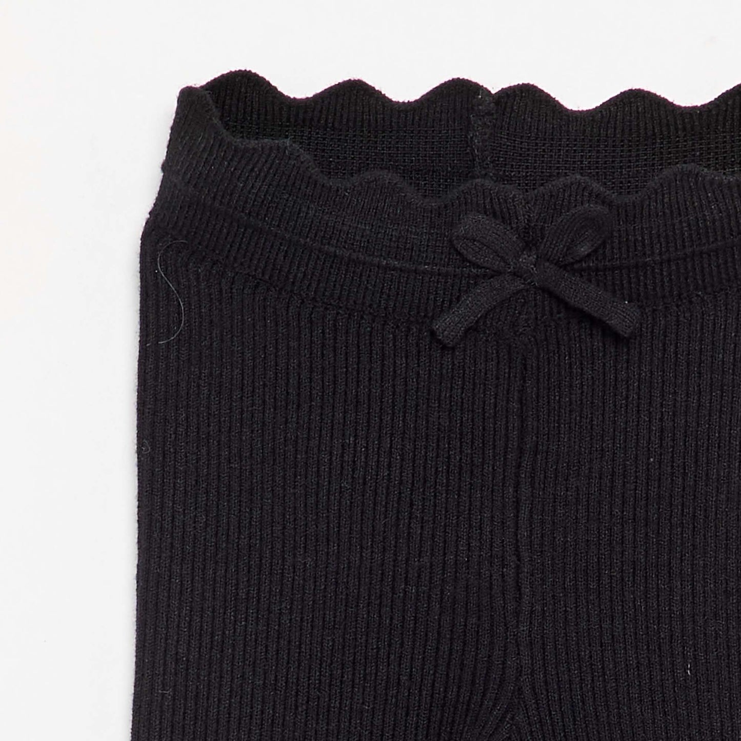 Knit Leggings with Decorative Waist Tie BLACK