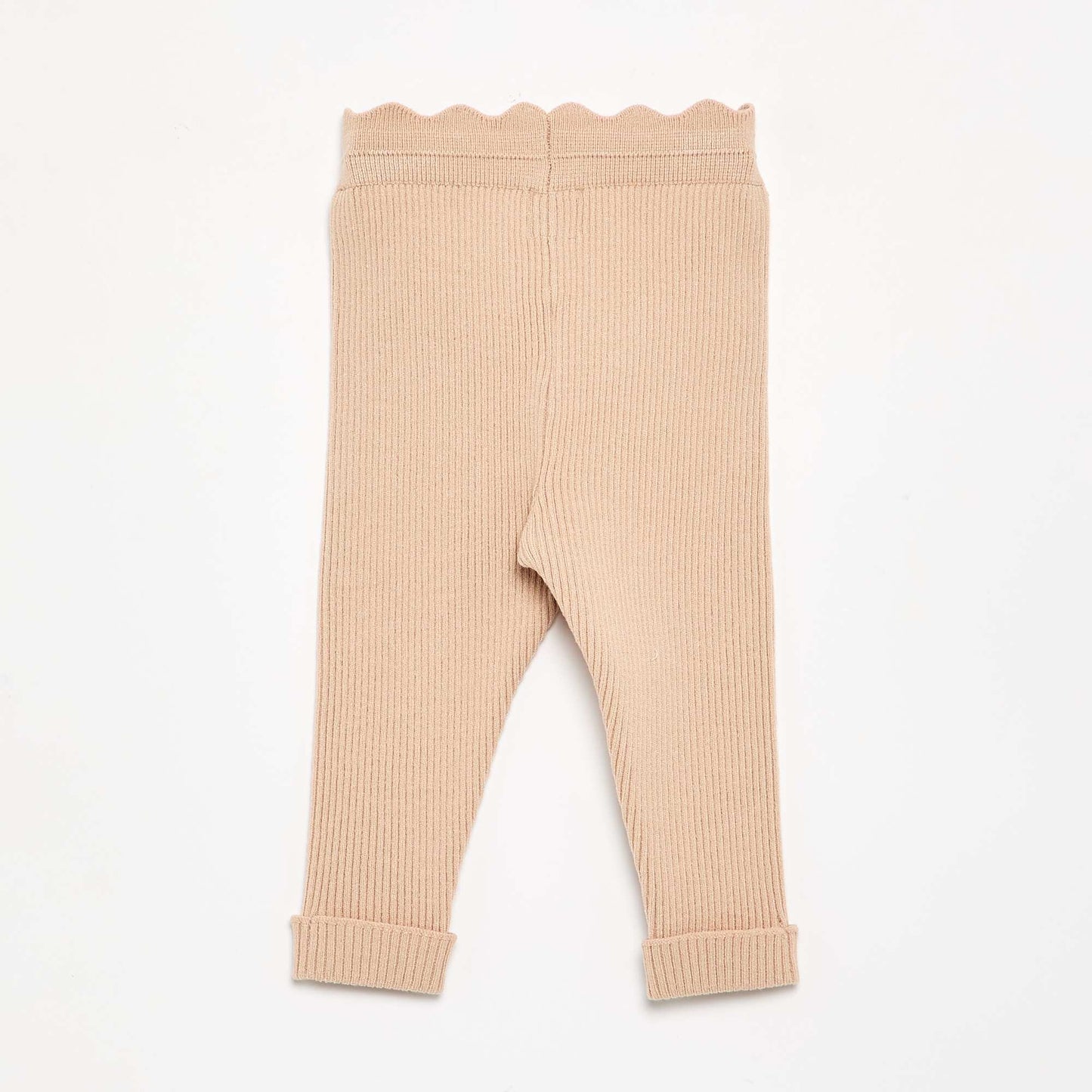 Knit Leggings with Decorative Waist Tie BEIGE