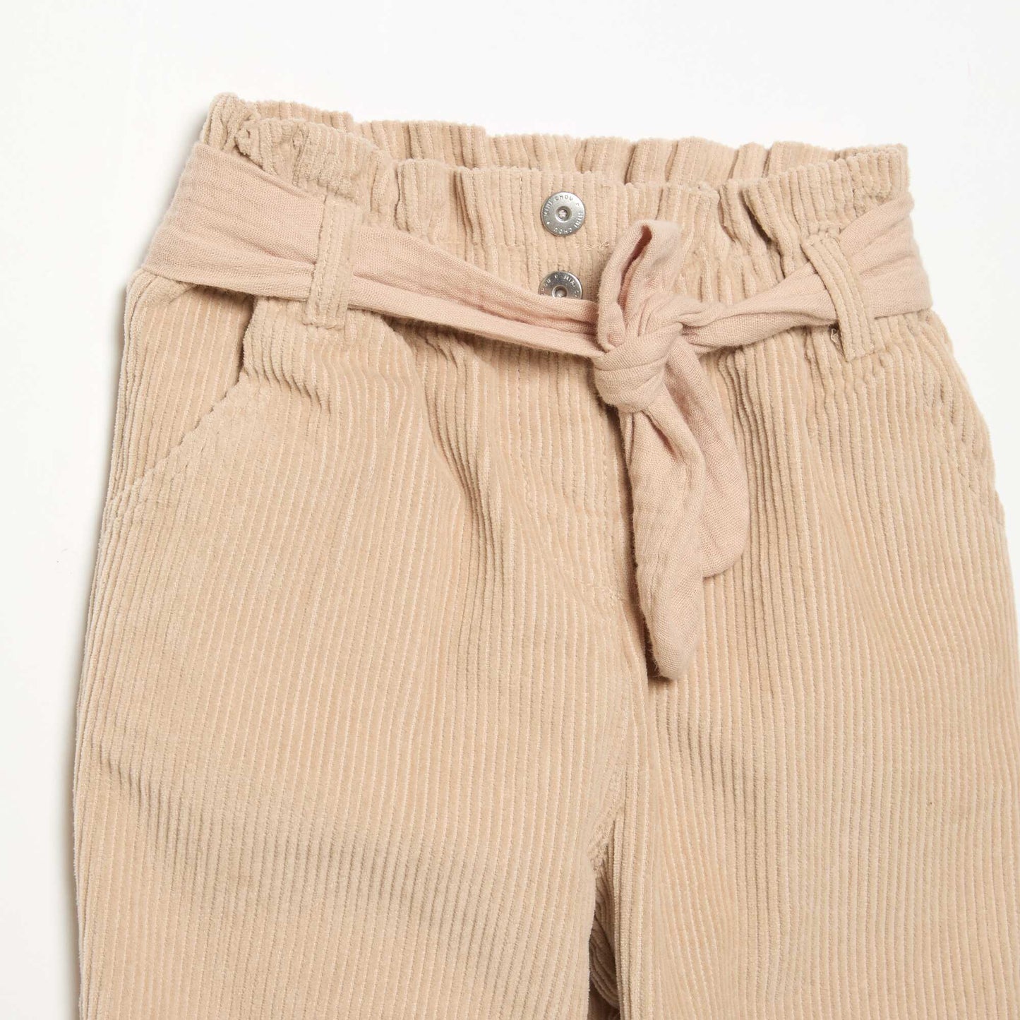 Corduroy trousers with included belt BEIGE