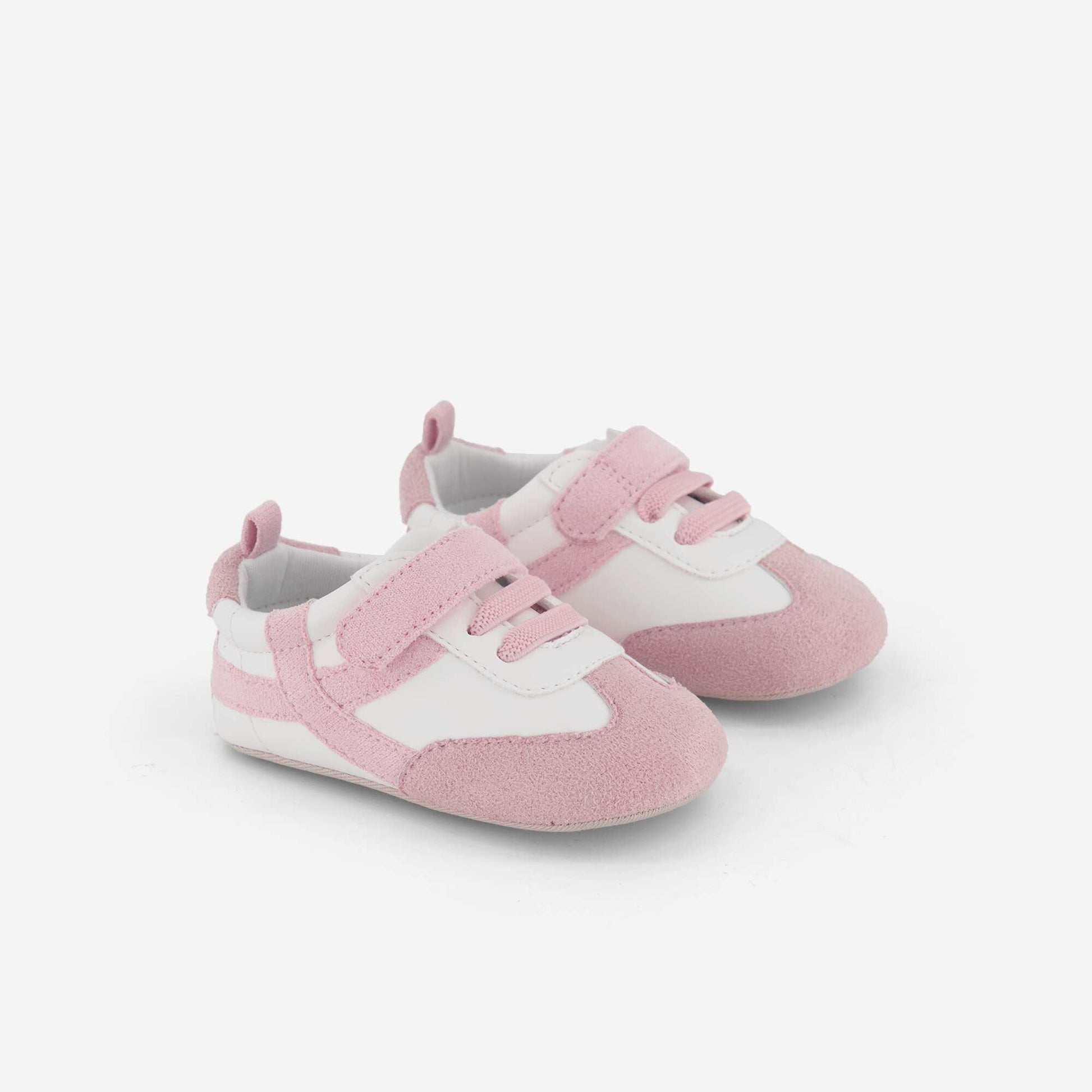Low-top sneakers with hook-and-loop and lace fastening PINK