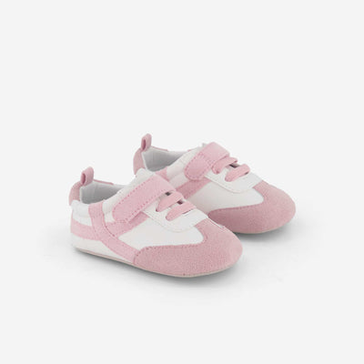Low-top sneakers with hook-and-loop and lace fastening PINK