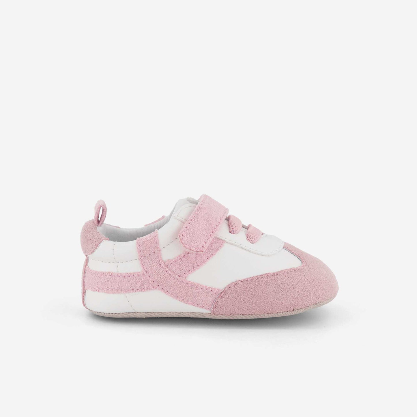 Low-top sneakers with hook-and-loop and lace fastening PINK