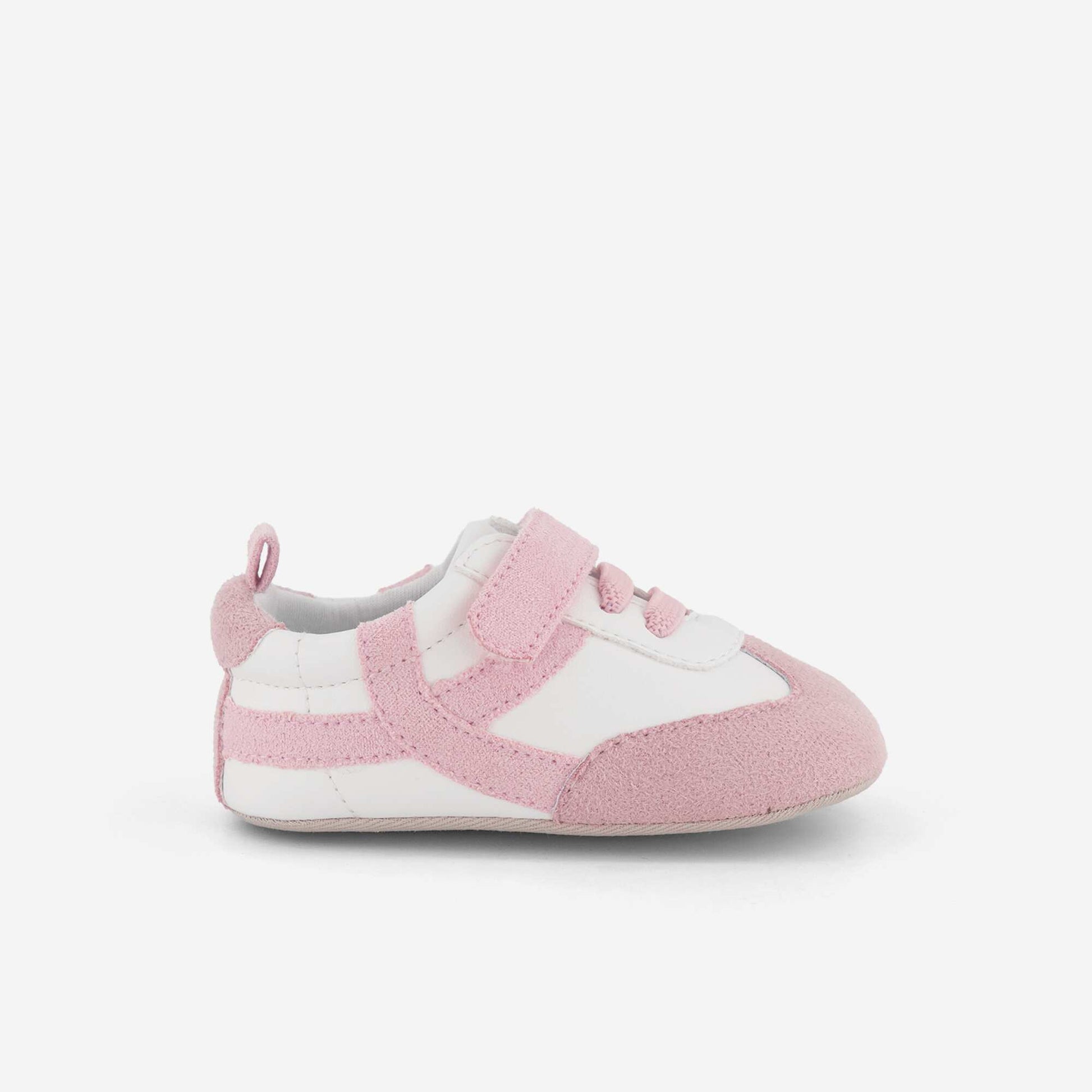 Low-top sneakers with hook-and-loop and lace fastening PINK