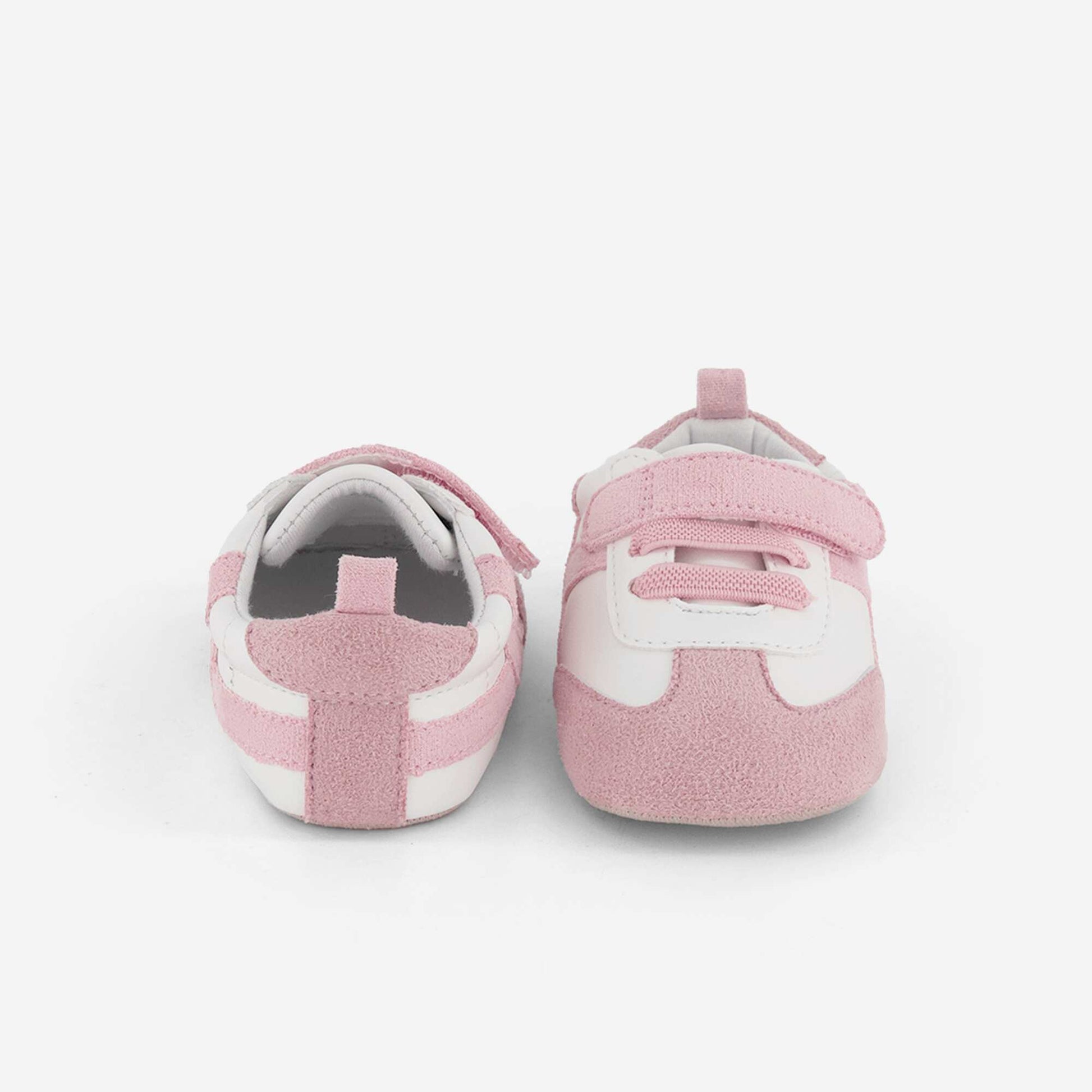 Low-top sneakers with hook-and-loop and lace fastening PINK