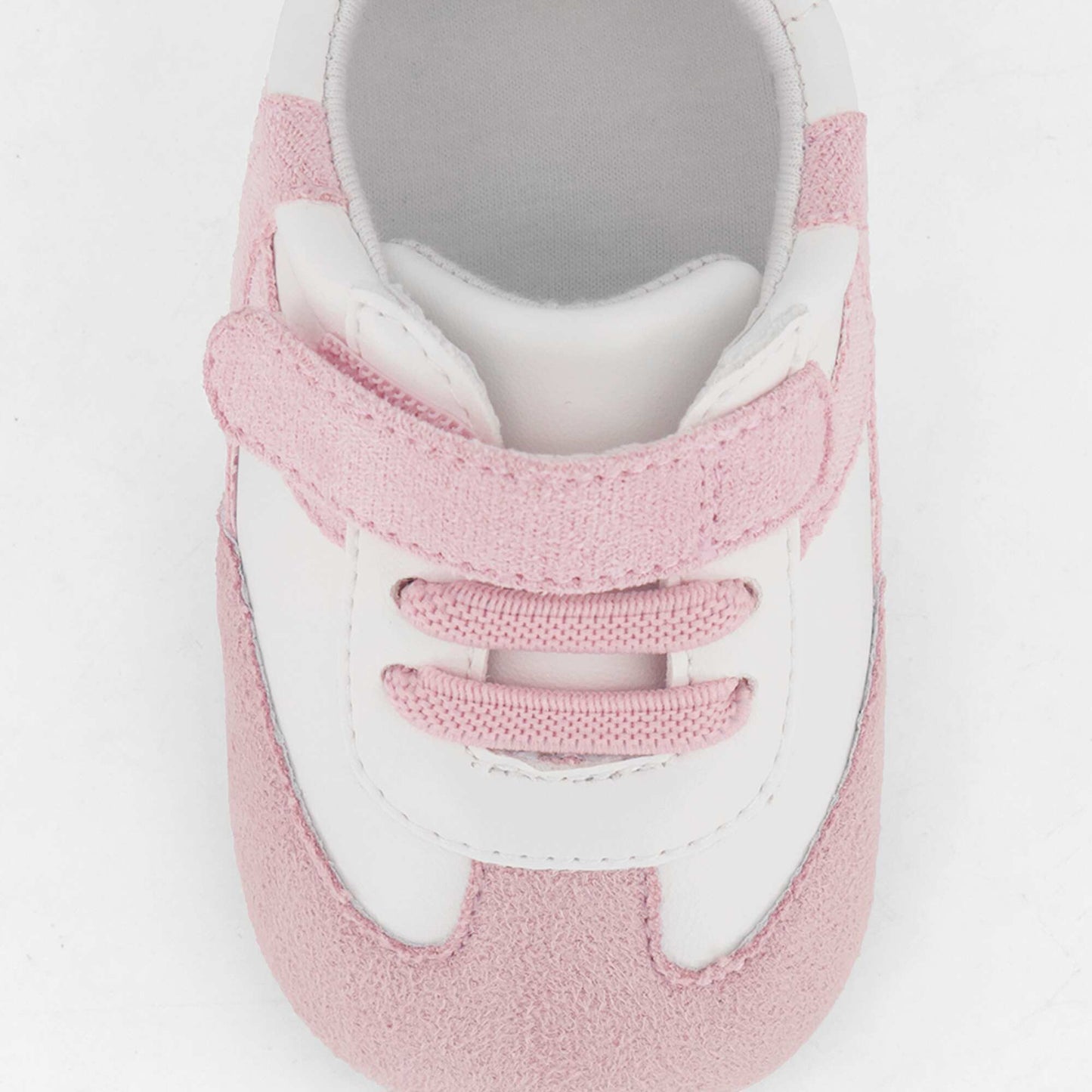 Low-top sneakers with hook-and-loop and lace fastening PINK