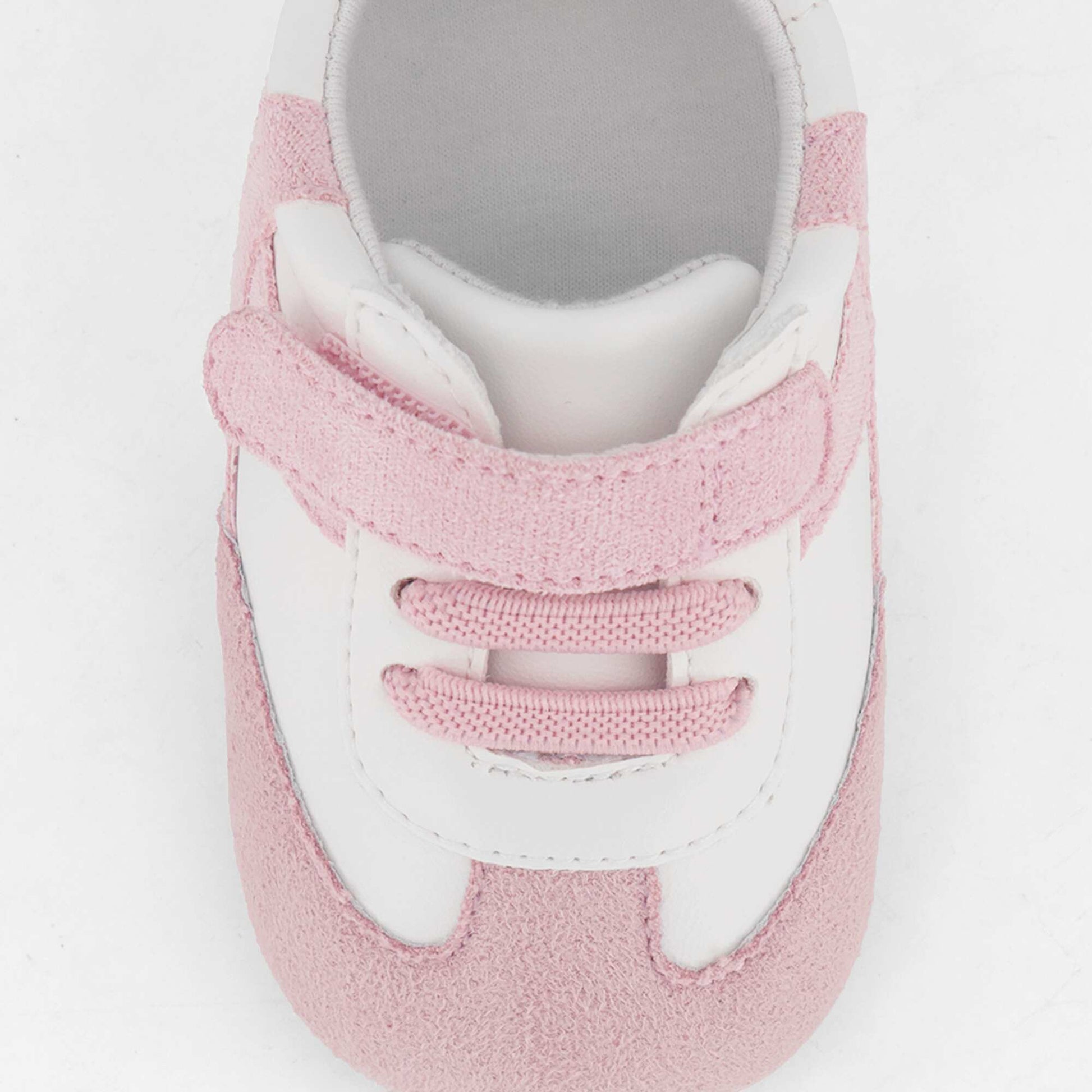 Low-top sneakers with hook-and-loop and lace fastening PINK