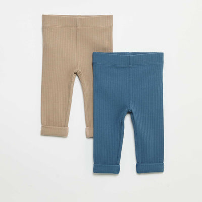 Pack of 2 Ribbed Leggings BLUE