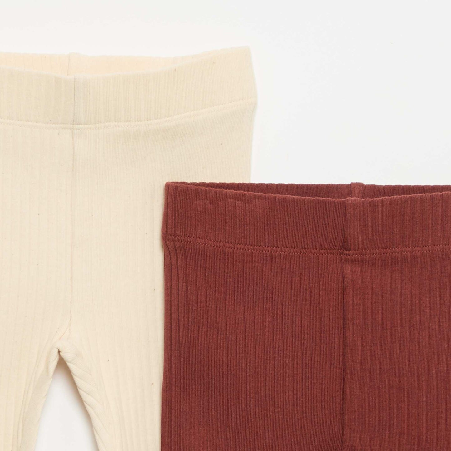 Pack of 2 Ribbed Leggings BEIGE