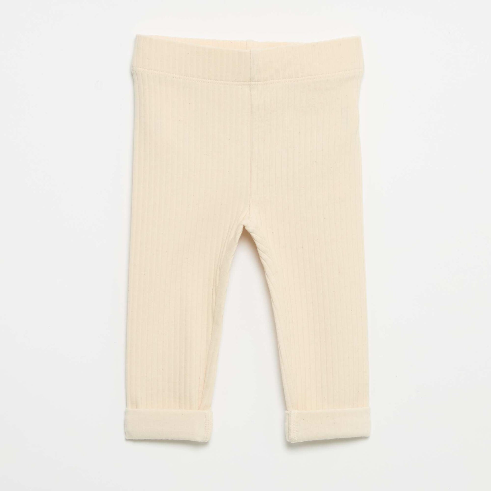 Pack of 2 Ribbed Leggings BEIGE