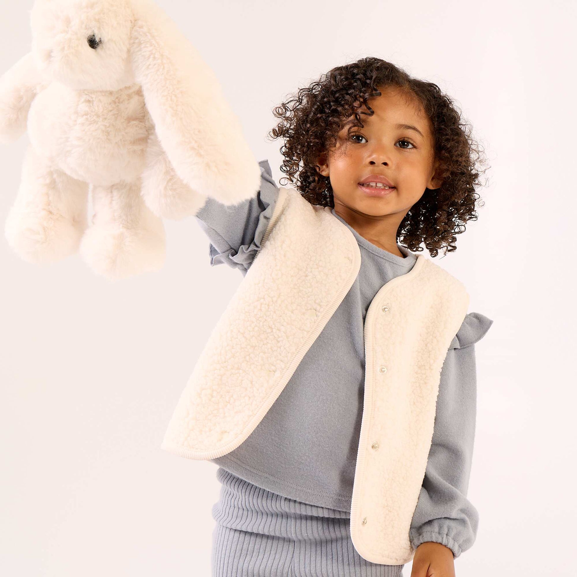 Sleeveless Faux Shearling Vest WHITE