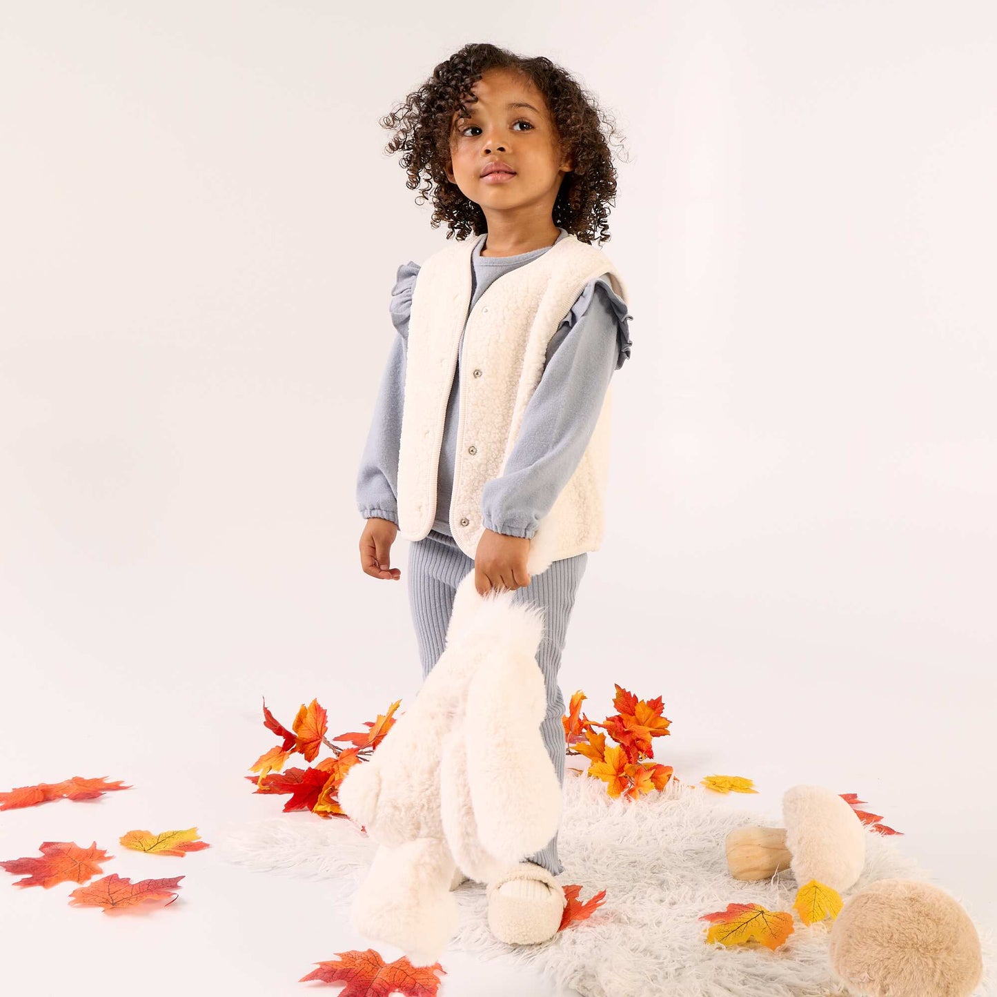 Sleeveless Faux Shearling Vest WHITE