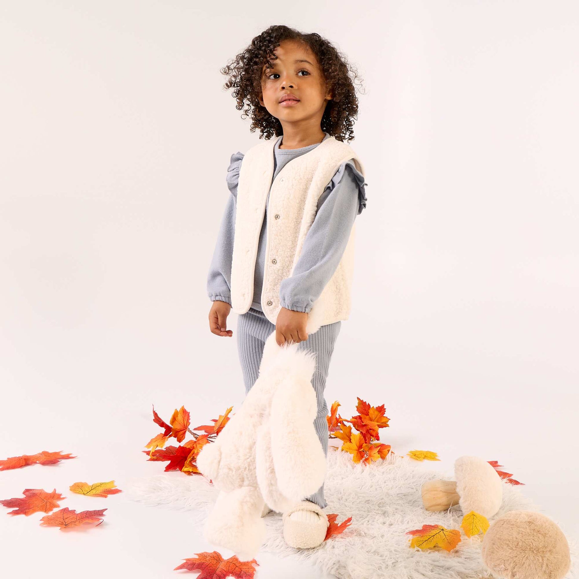 Sleeveless Faux Shearling Vest WHITE