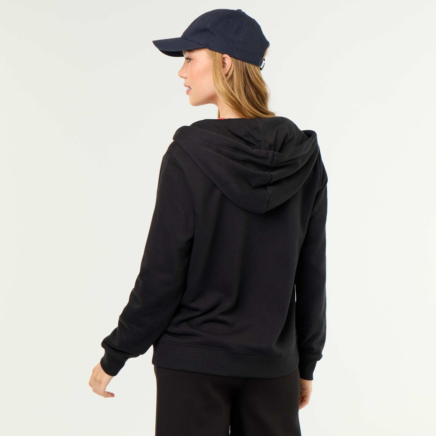 Lightweight hooded zip-up French Terry sweatshirt BLACK