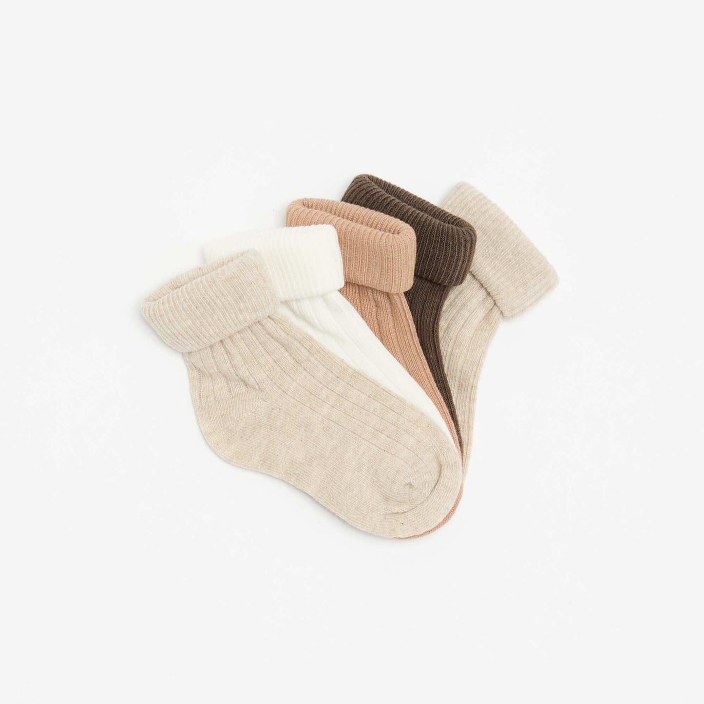 5-Pack of Plain Baby Socks BEIGE
