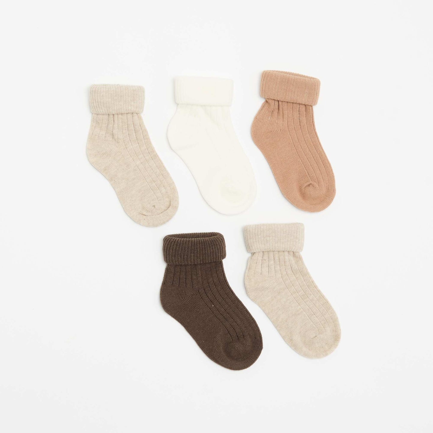 5-Pack of Plain Baby Socks BEIGE