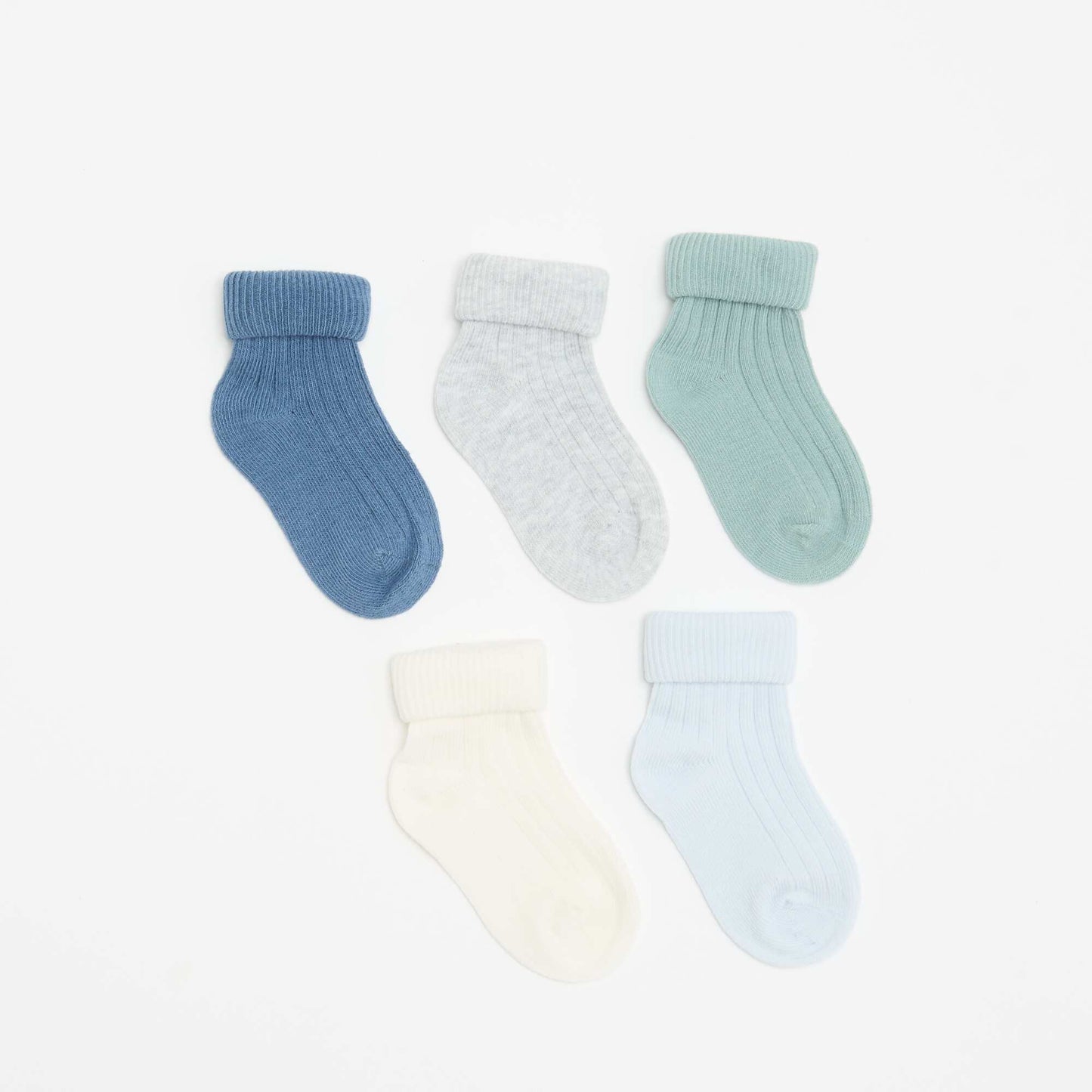 5-Pack of Plain Baby Socks BLUE