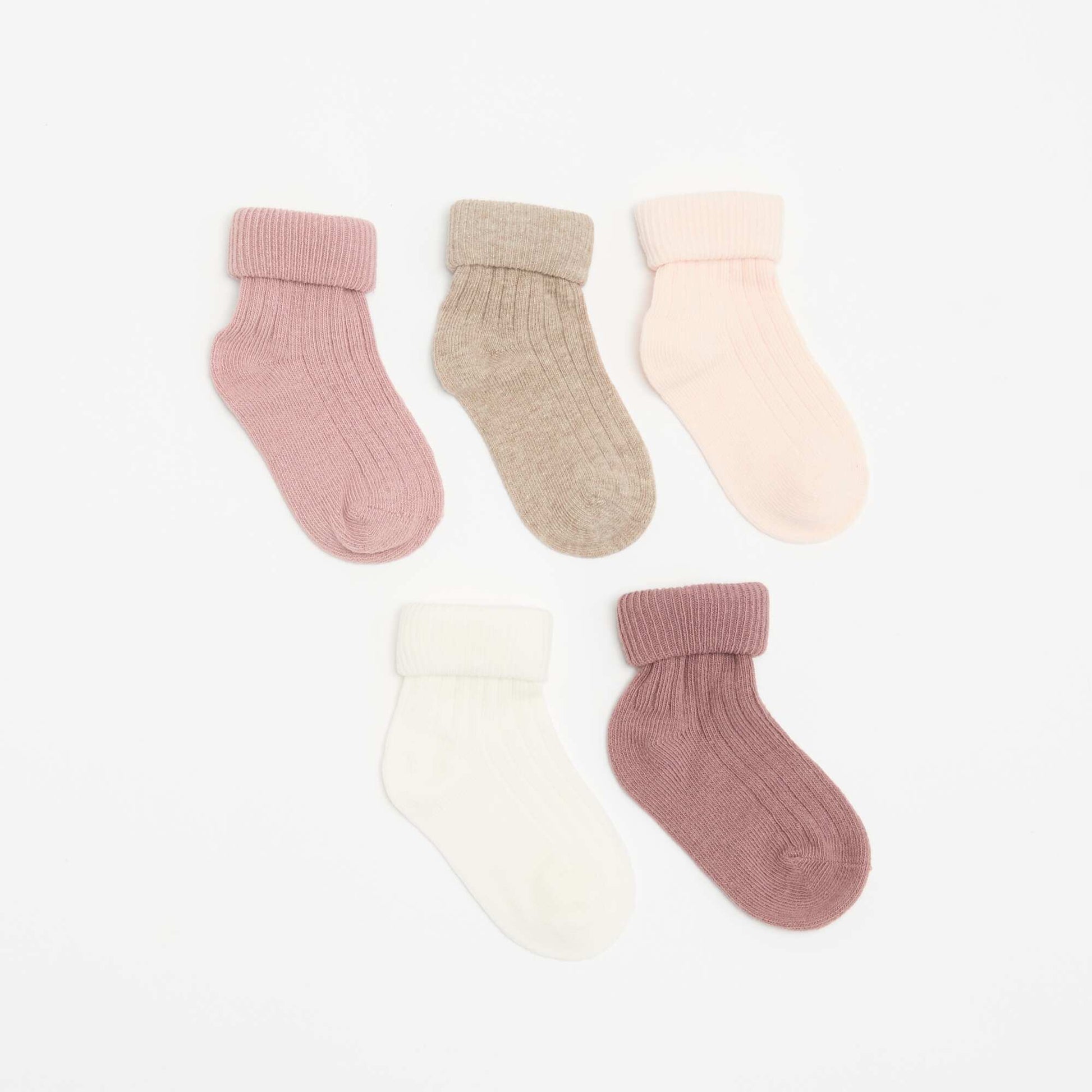 5-Pack of Plain Baby Socks PINK
