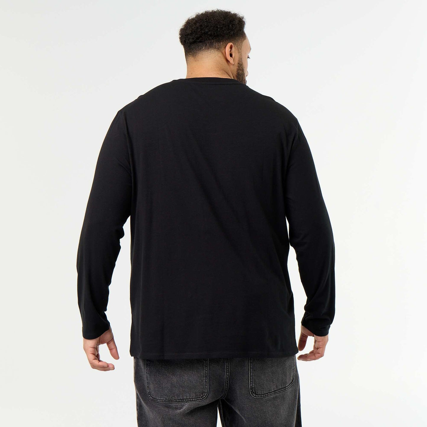 Plain long-sleeved jersey T-shirt BLACK